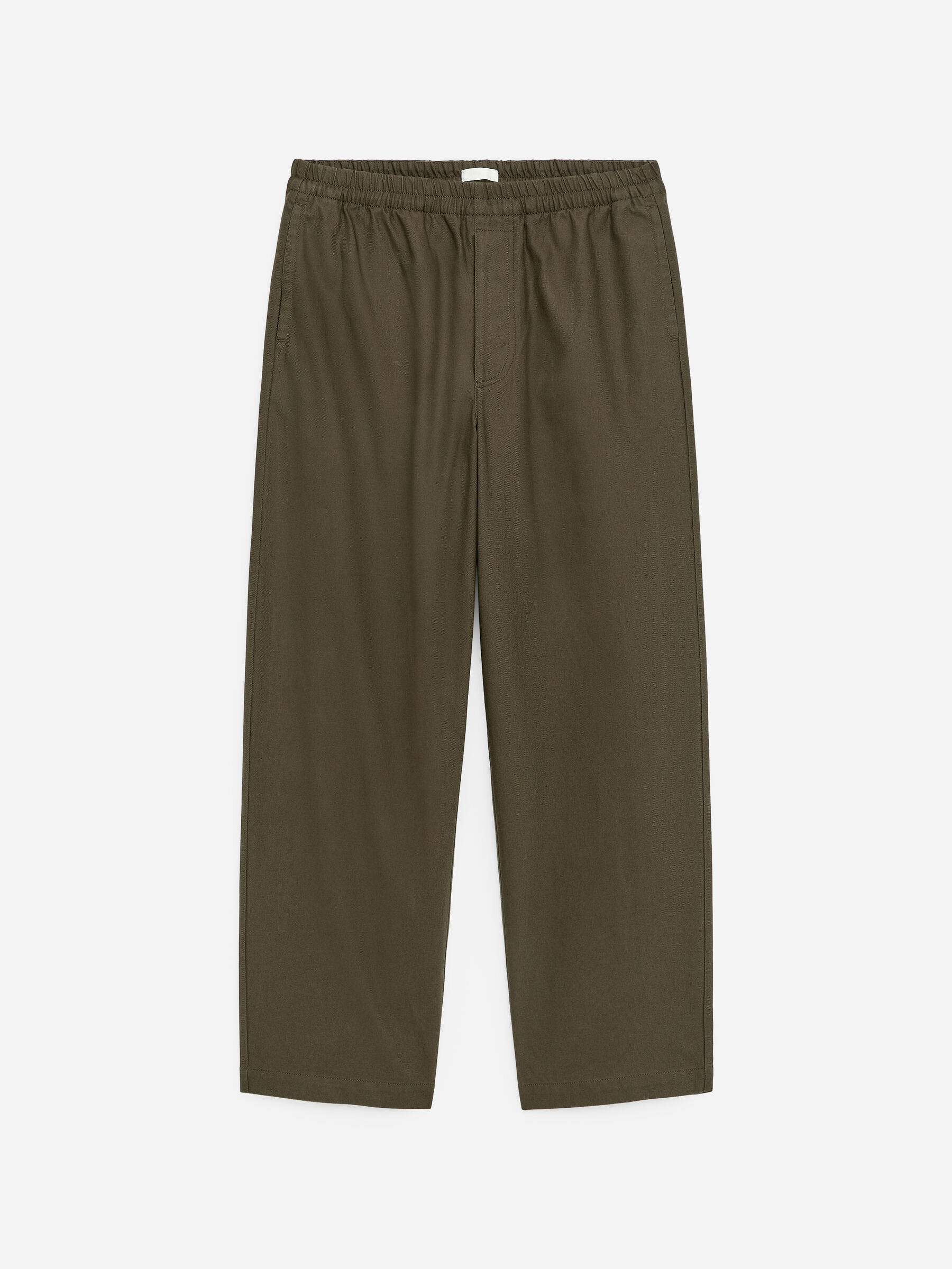 Pantalones de lino y algodón loose fit-#625B43-18947