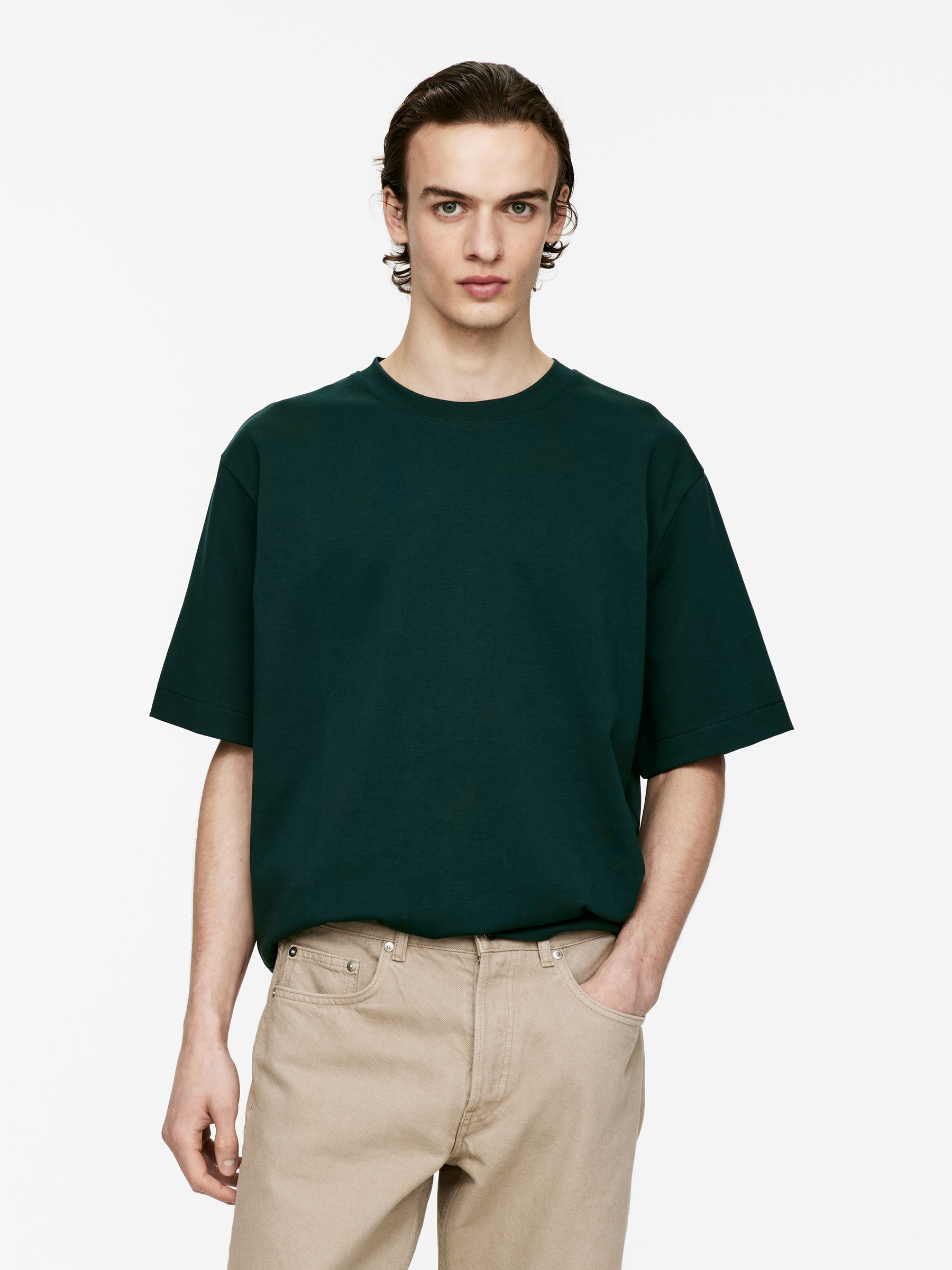 Interlock T-shirt - Dark Green - Loose fit - Men - StillMedia/Lookbook - 4