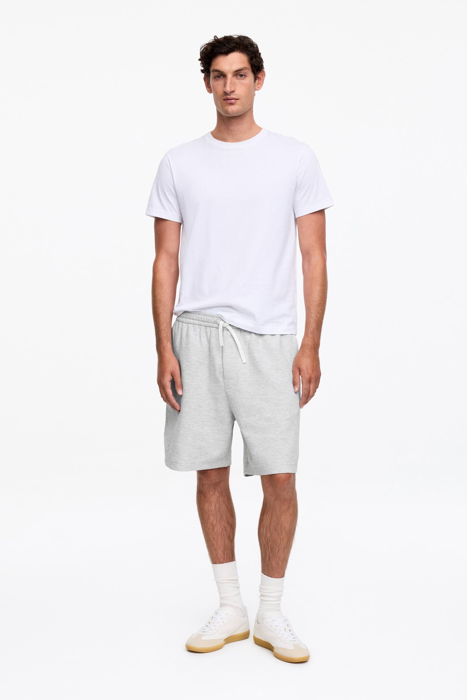 Pantalones cortos de punto - Gris claro jaspeado - 1