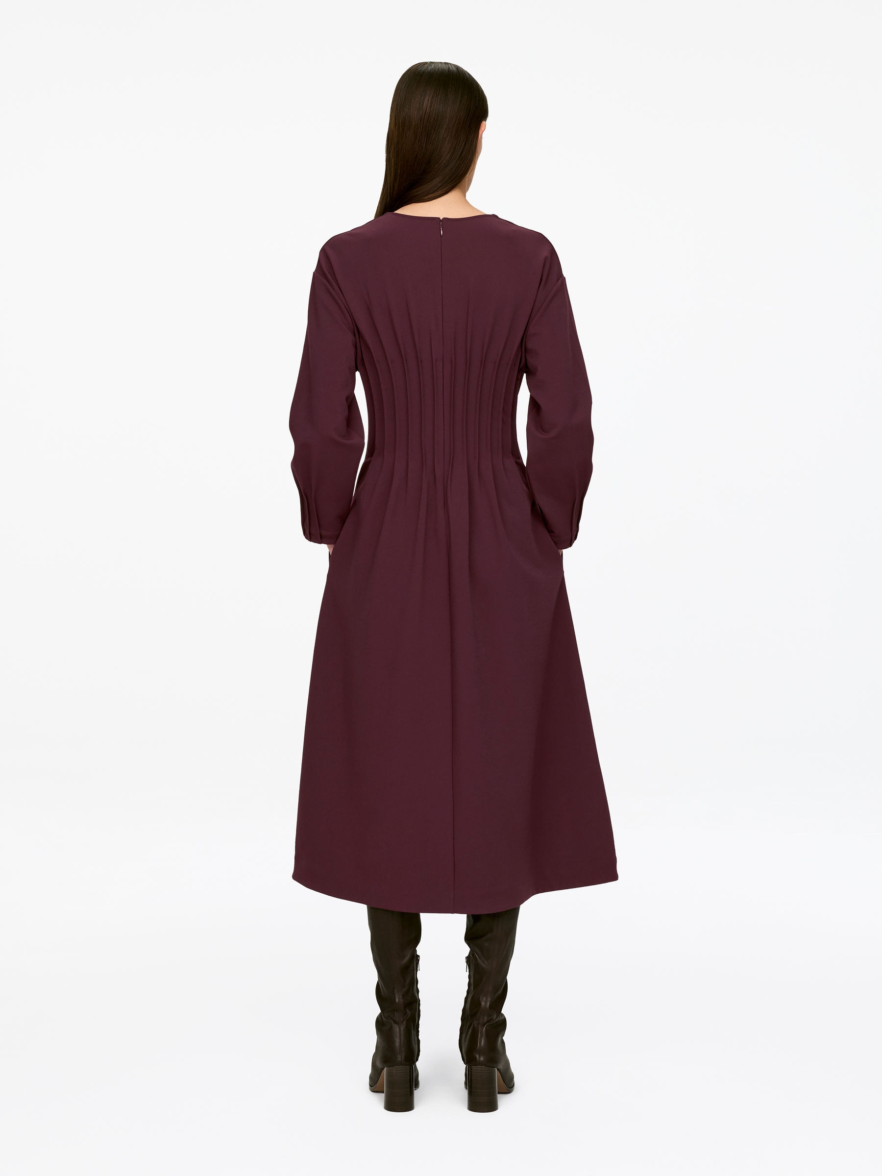 Pleated Dress - Dark Red - Regular fit - Women - StillMedia/Lookbook - 4