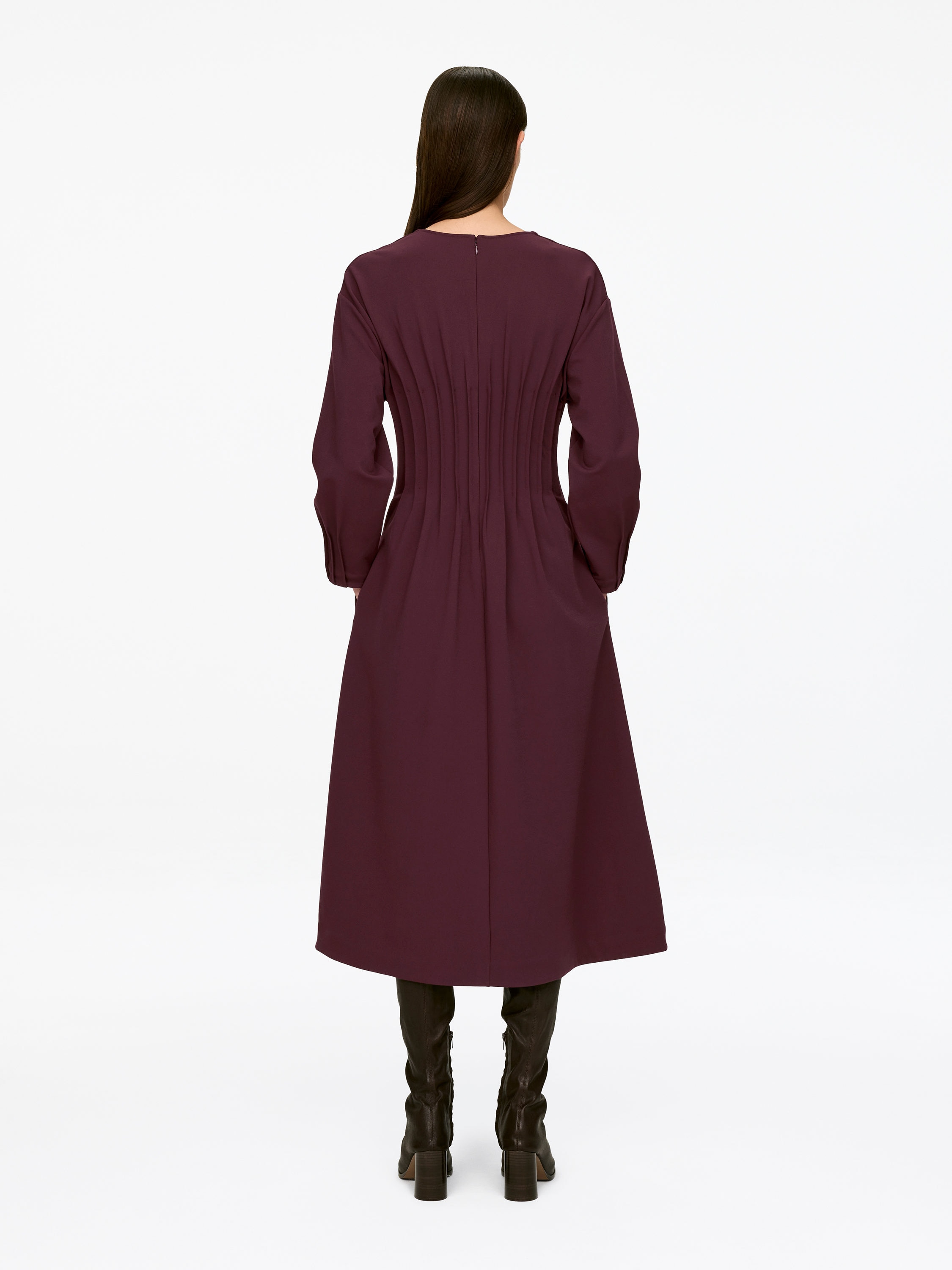 Pleated Dress - Dark Red - Regular fit - Women - StillMedia/Lookbook - 4