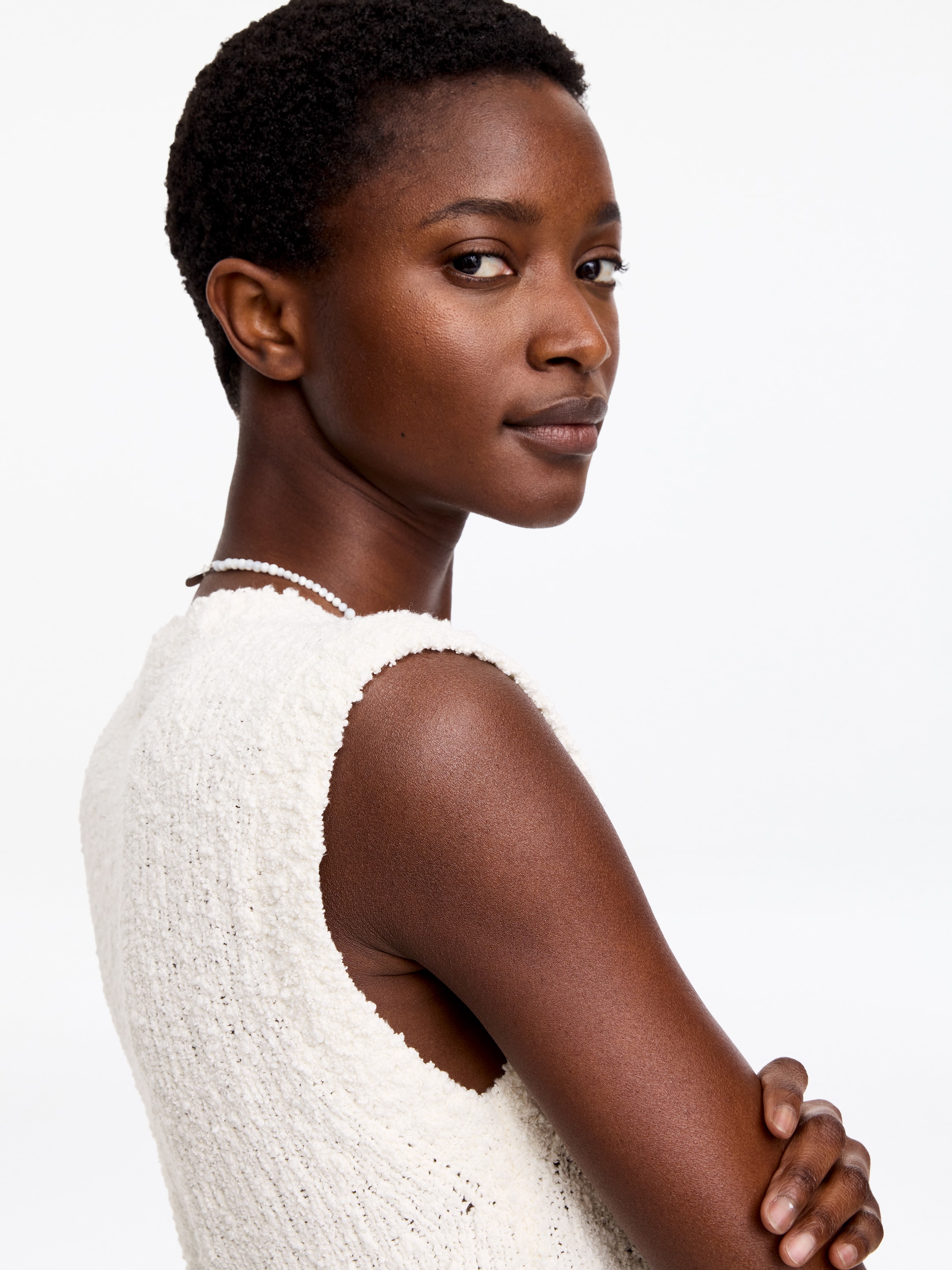 Bouclé Vest - White - Slim fit - Women - StillMedia/Lookbook - 4