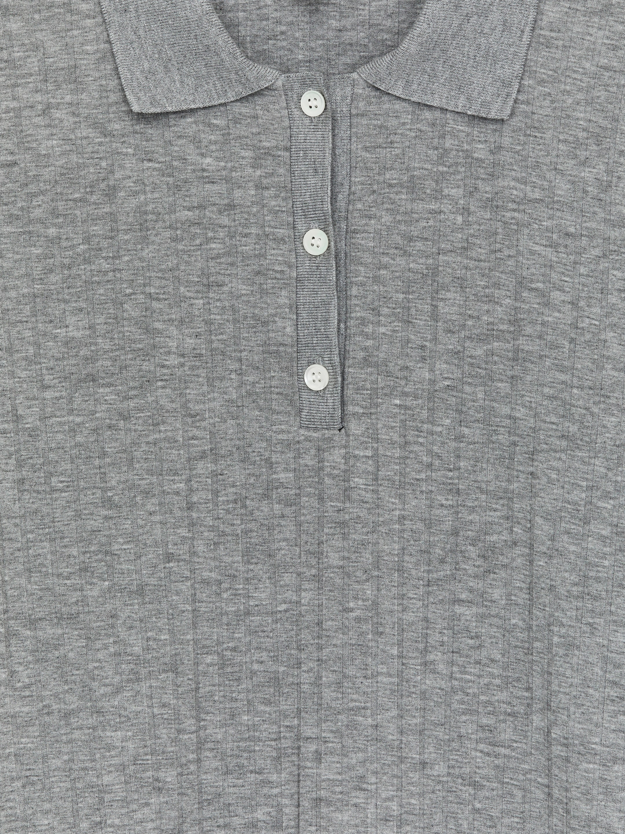 Ribbad pikétröja - Gråmelerad - Regular fit - Women - StillMedia/DescriptiveDetail - 2