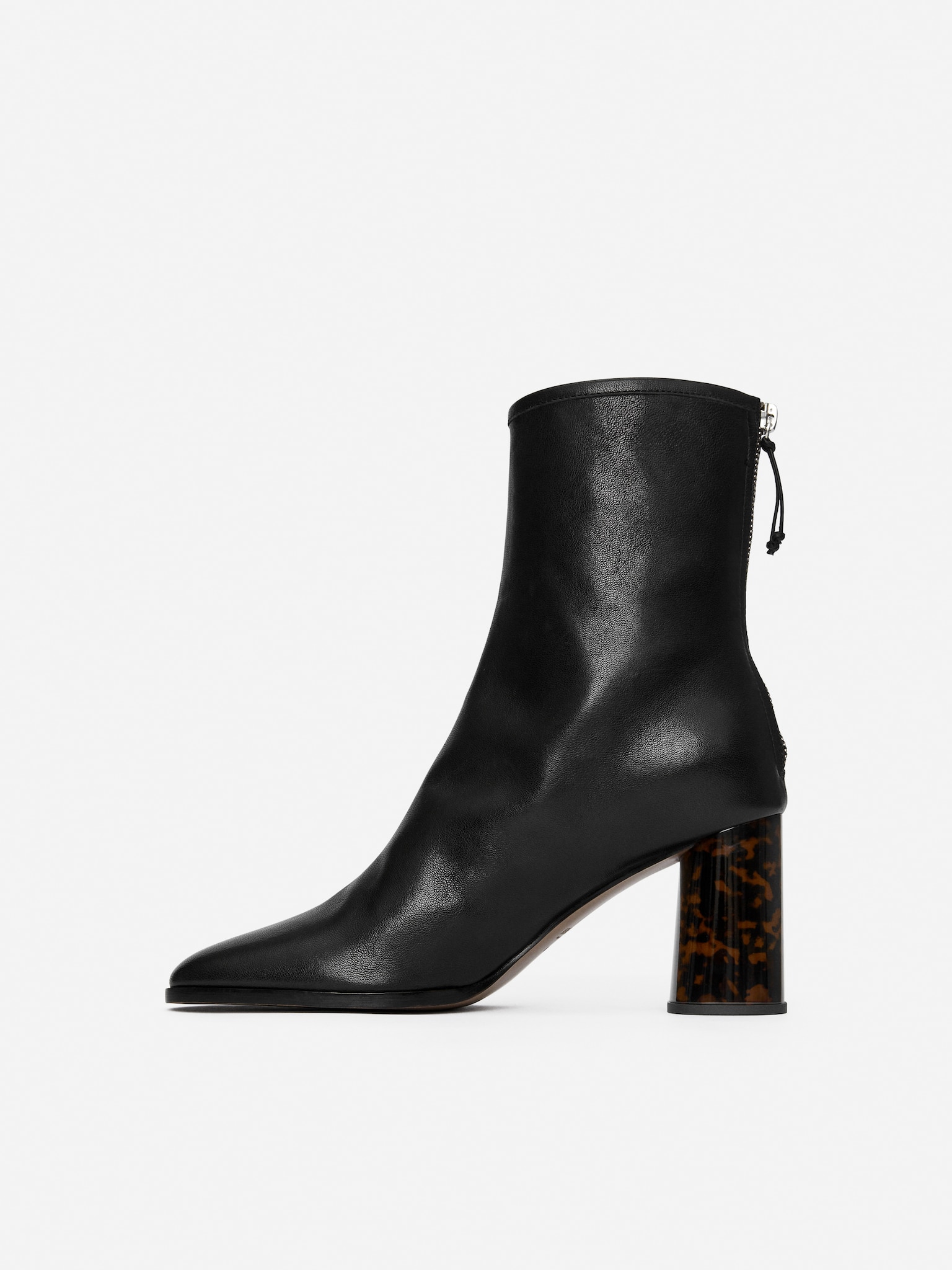 Tortoise-Heel Sock Boots - Black - 4