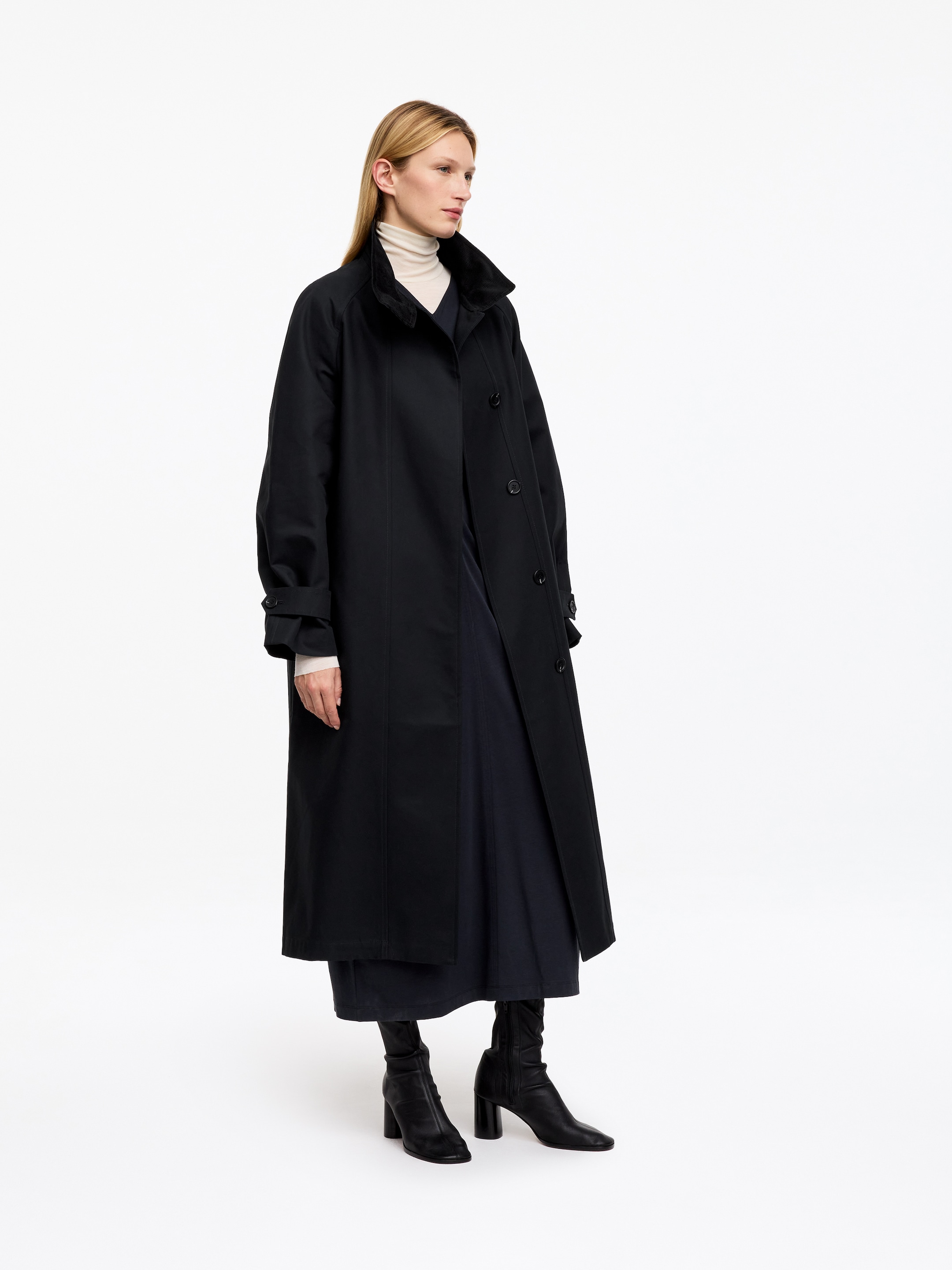 Abrigo de algodón con cuello de pana - Negro - Corte estándar - women - StillMedia/Lookbook - 3