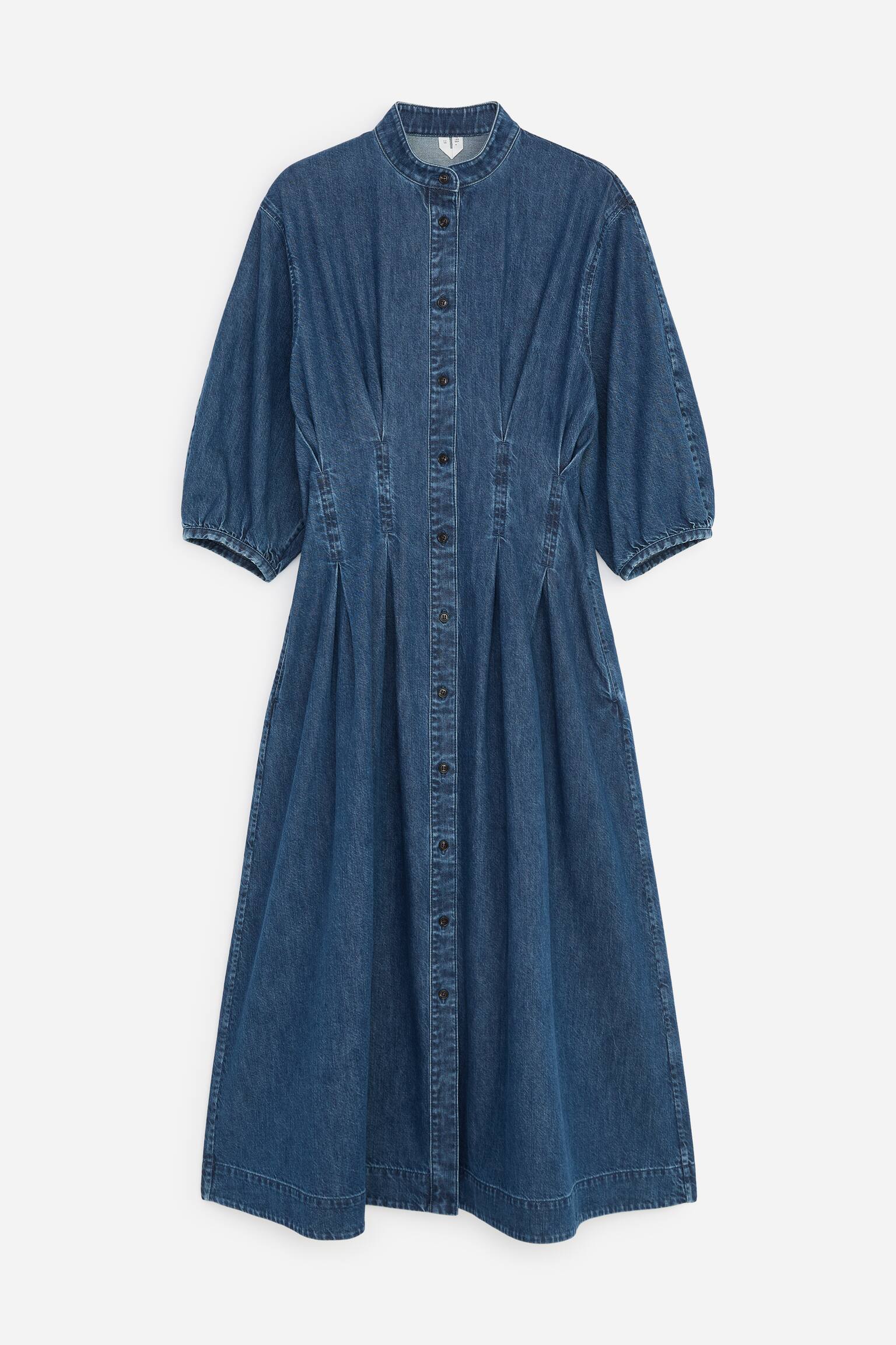 Katoenen denim jurk - Blauw - 1