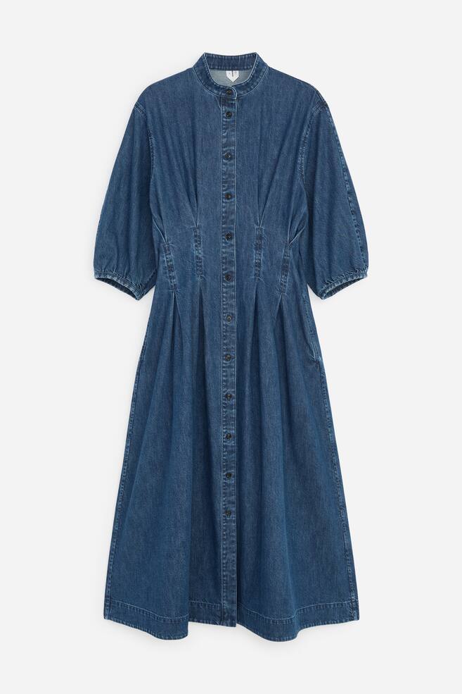 Cotton Denim Dress - Blue - 1