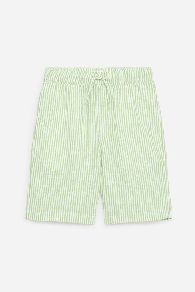 Calções de linho - Verde/branco - 1