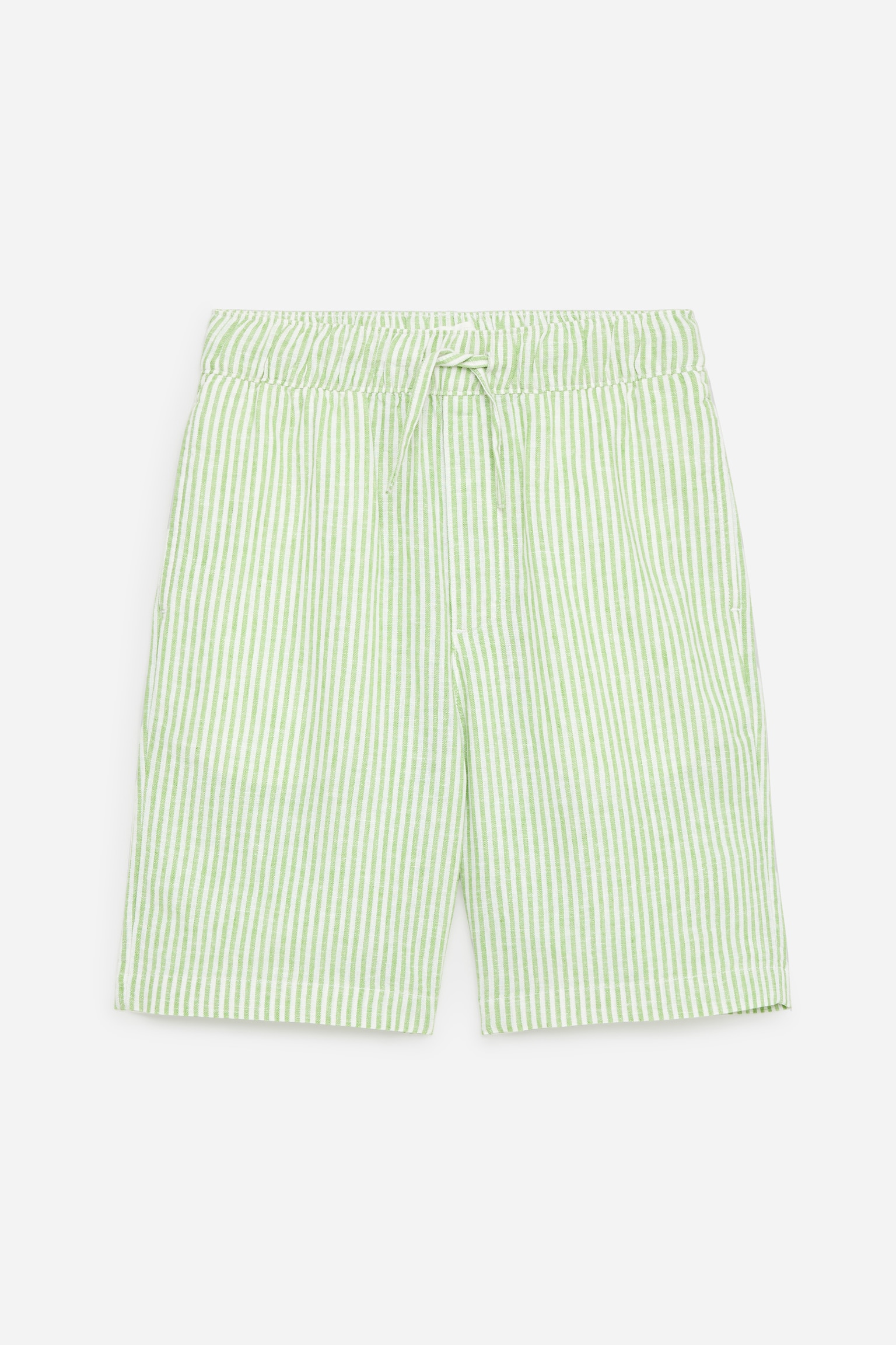 Leinen-Shorts - Grün/Weiß/Blau/Streifen - 1