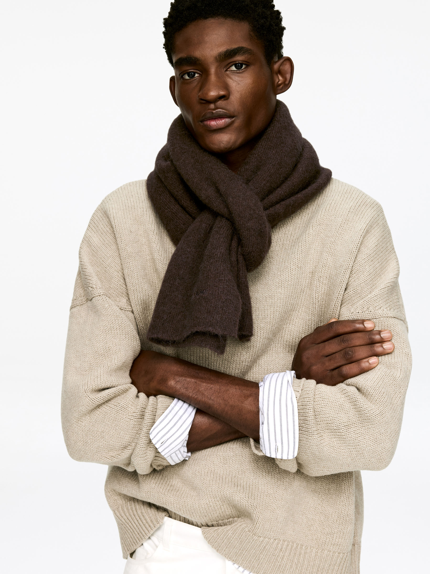 Alpaca-Wool Blend Scarf - Brown - Men - StillMedia/Lookbook - 3