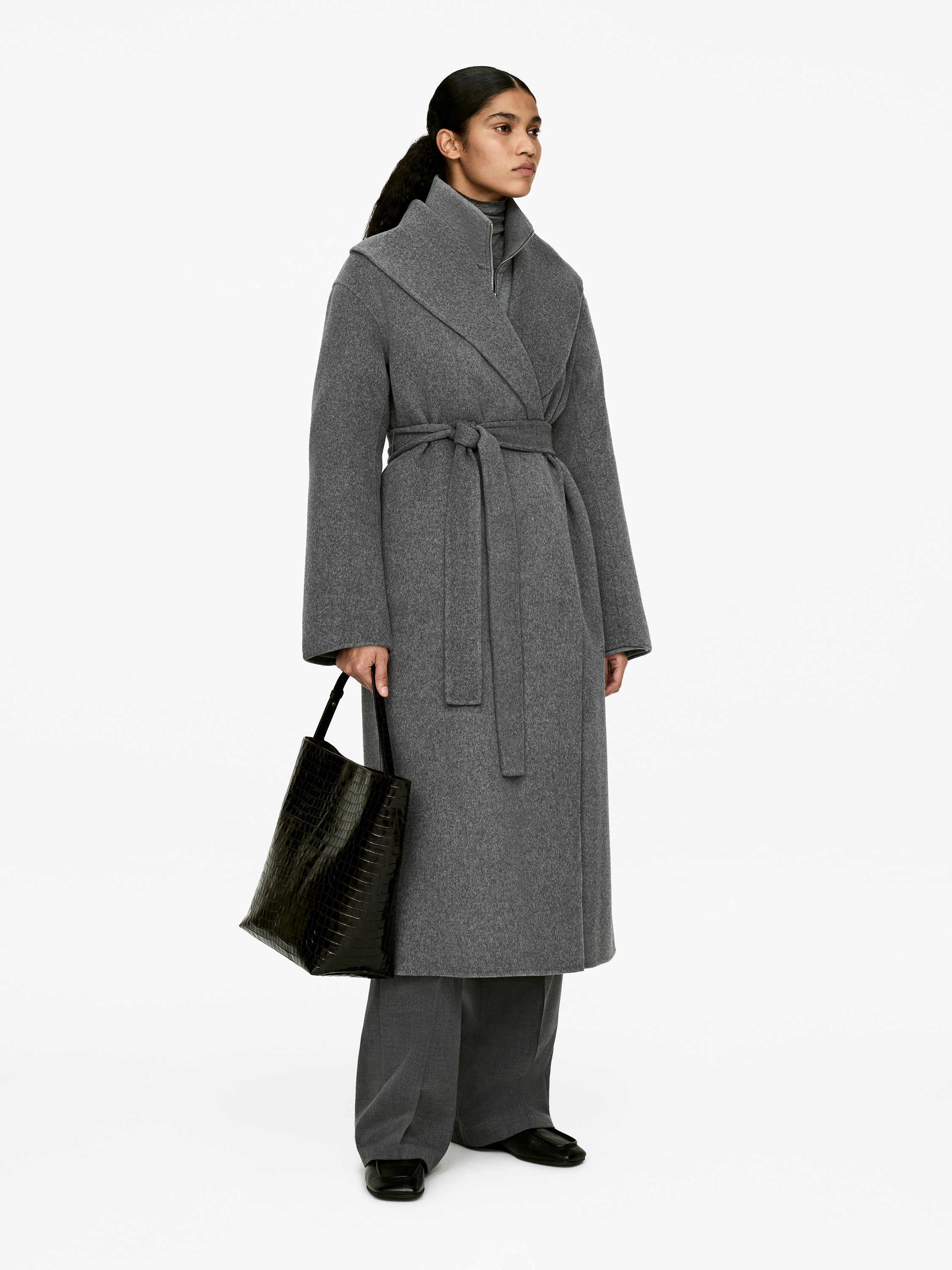 【極美品】LIDNM SHAWL COLLAR COAT M Knit Shawl Collar Melton Overcoat | Thom Browne