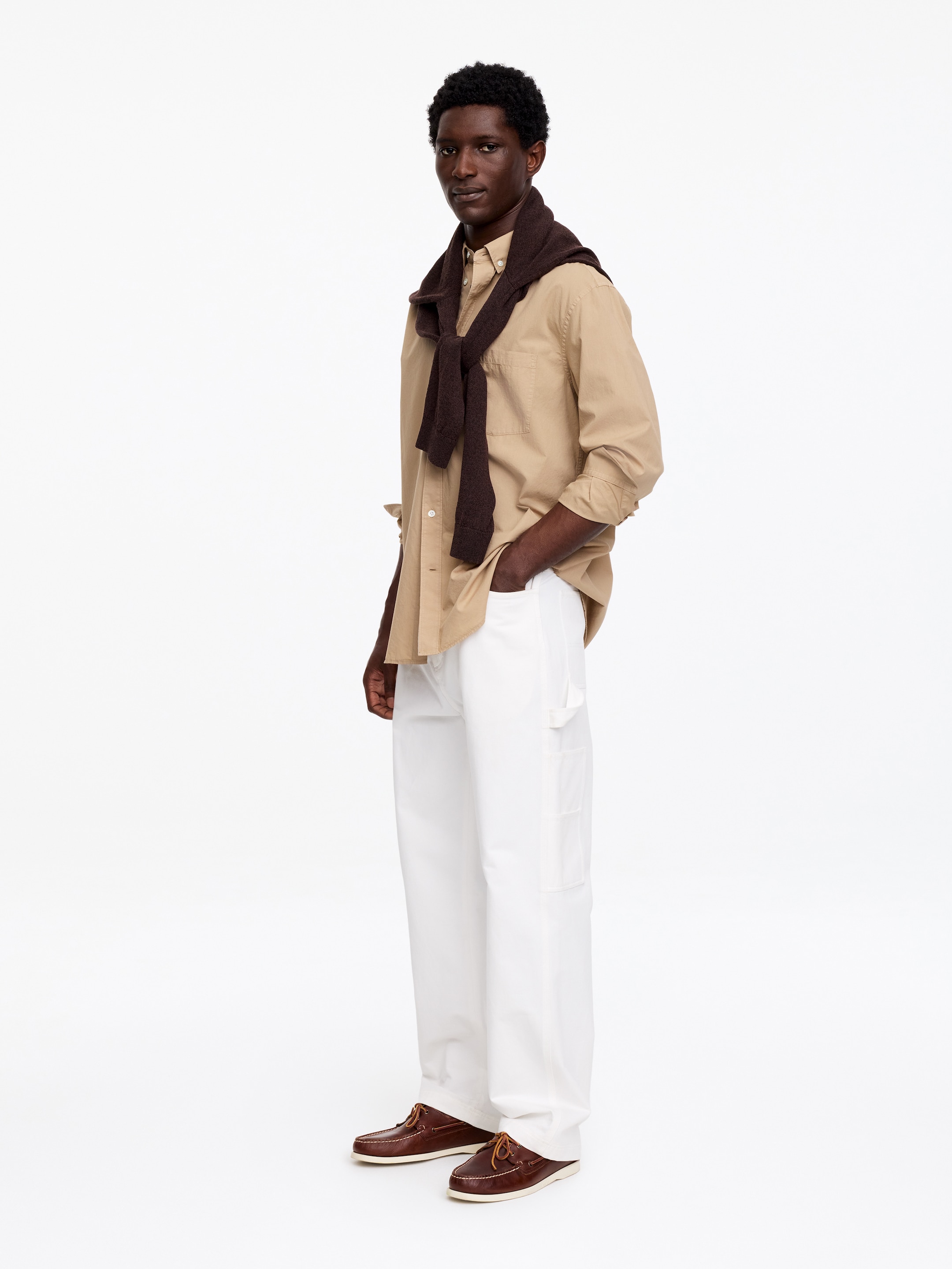 Relaxed Poplin Shirt - Beige - Relaxed fit - Men - StillMedia/Lookbook - 2