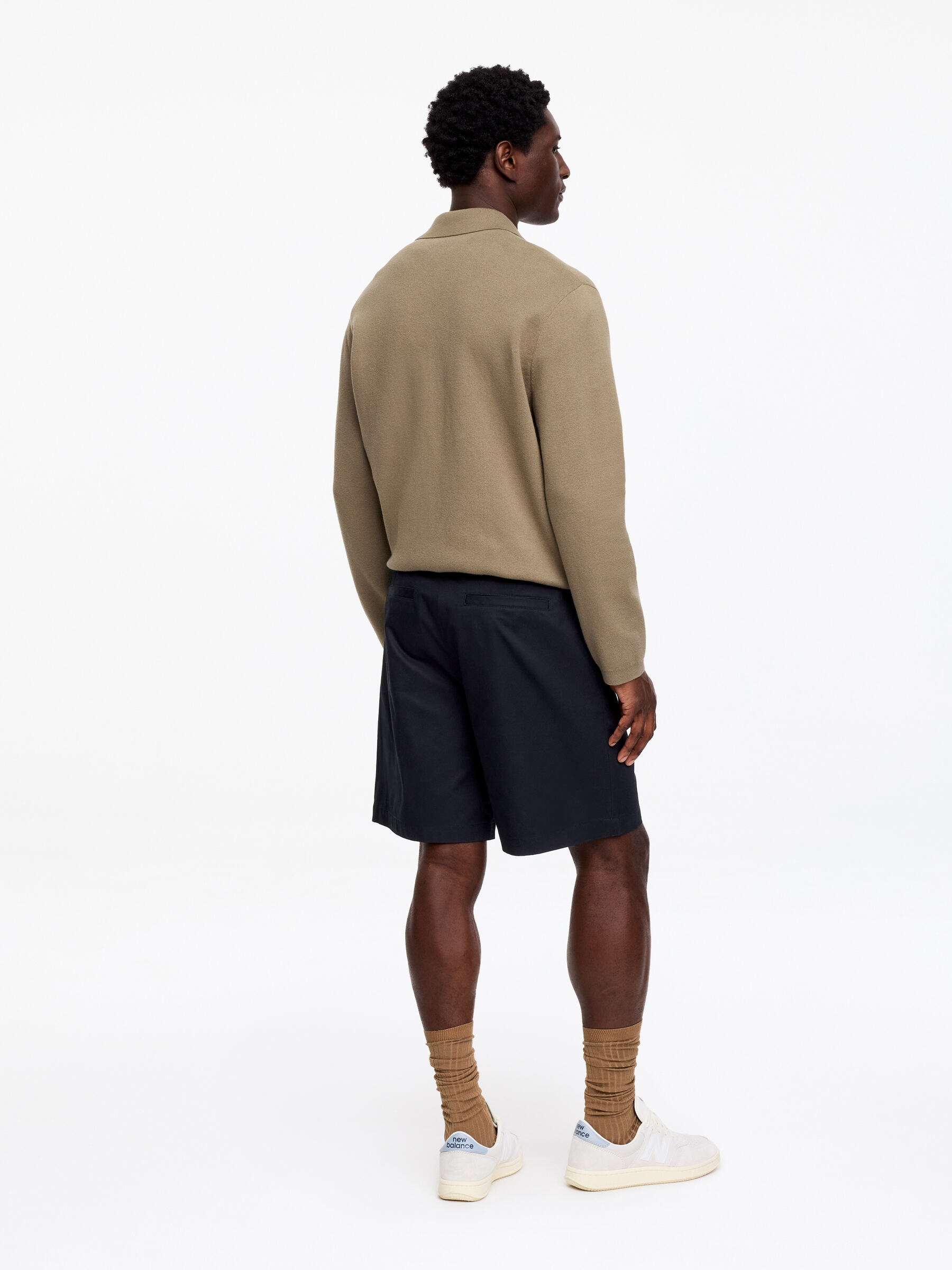 Pantalones cortos de sarga - Azul oscuro - Corte relajado - Men - StillMedia/Lookbook - 3