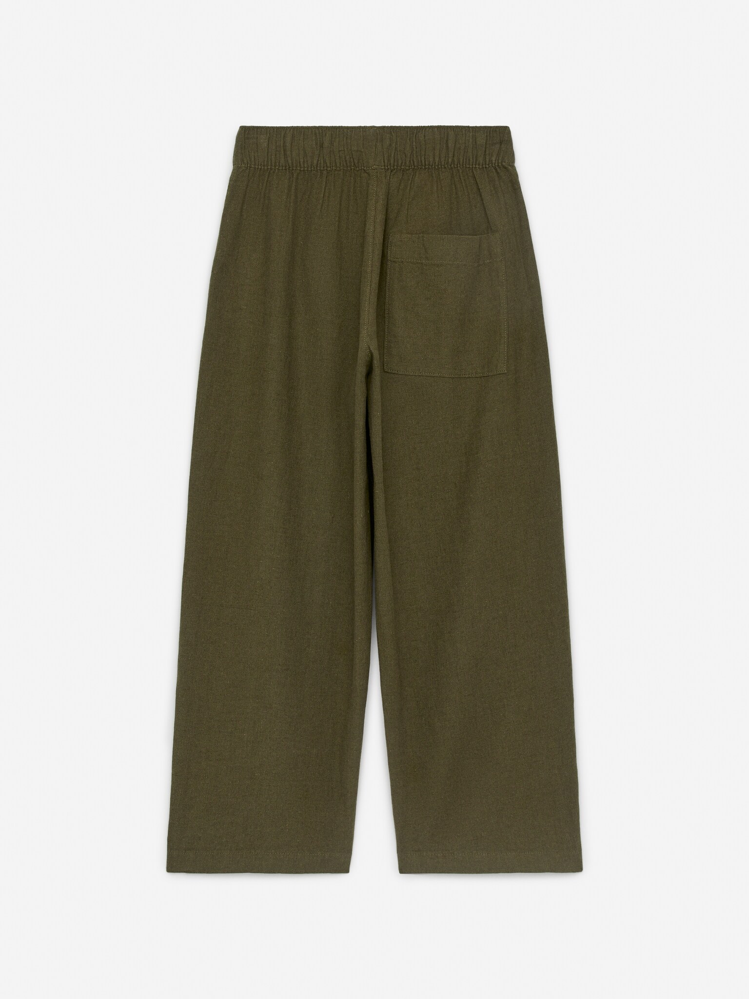 Linen-Cotton Trousers - Khaki Green/Dark Blue - 3