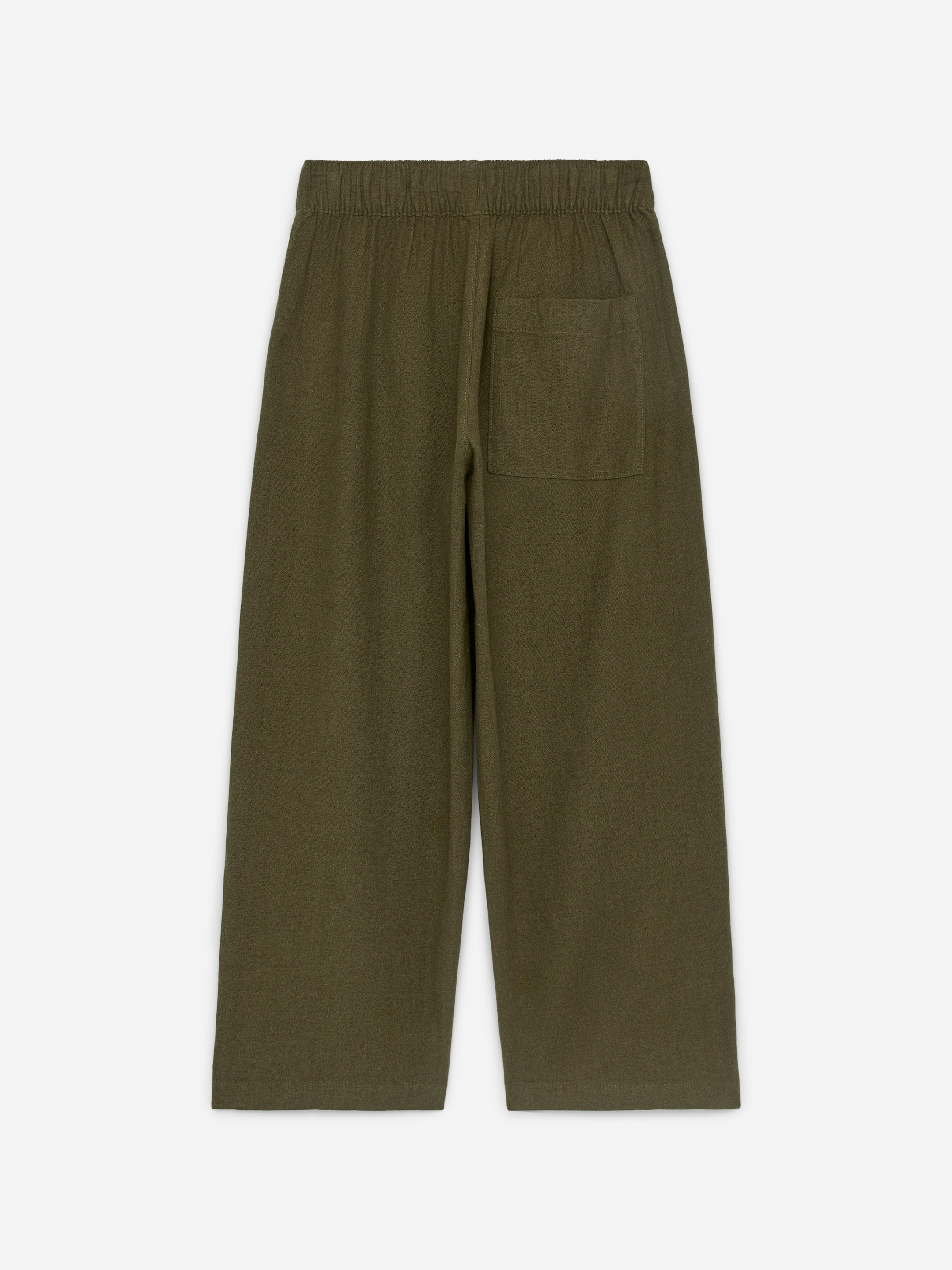 Linen-Cotton Trousers - Khaki Green - Relaxed fit - Children - StillMedia/DescriptiveStillLife - 2