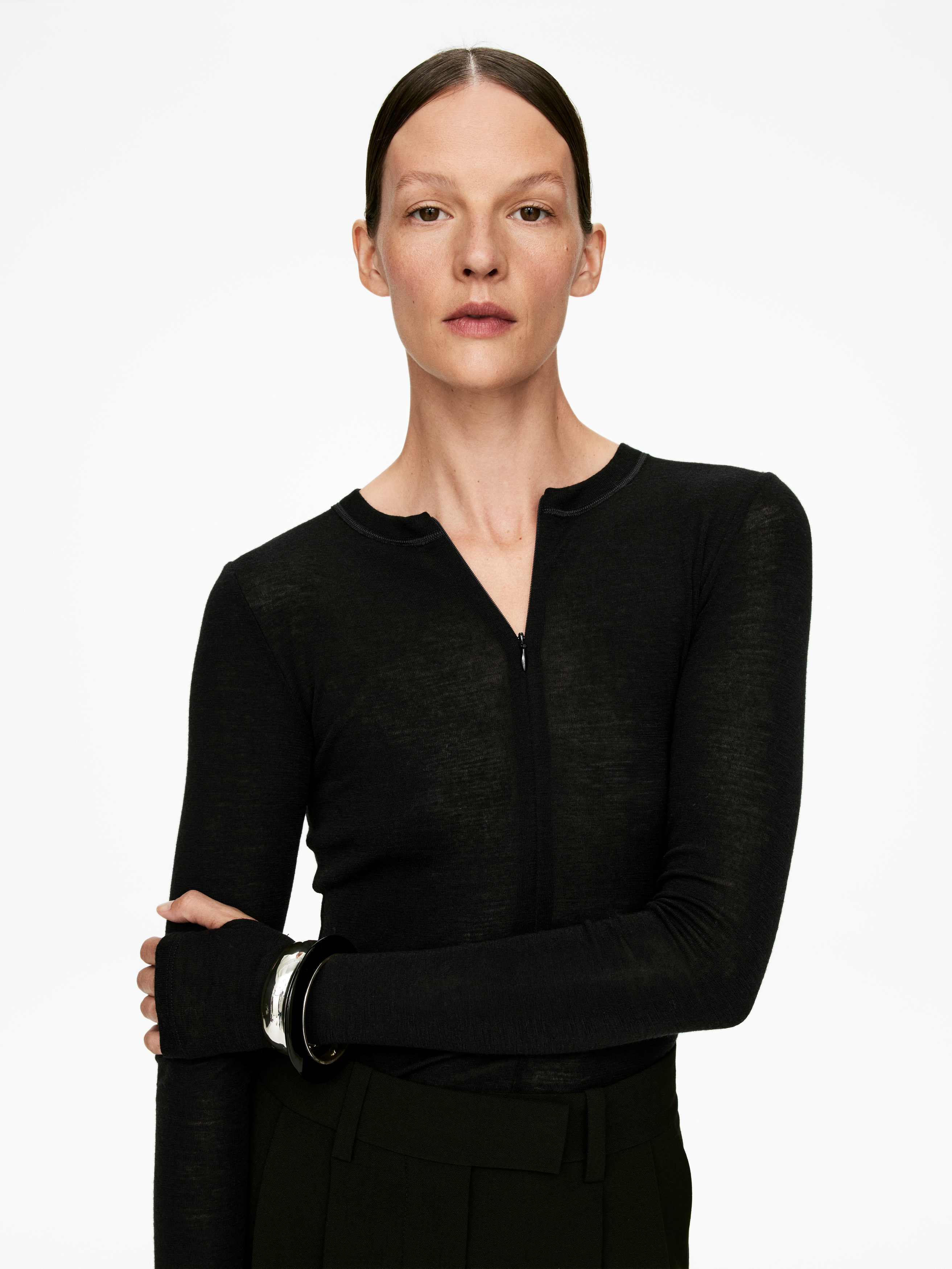 Half-Zip Wool Top - Black - Slim fit - Women - StillMedia/Lookbook - 4