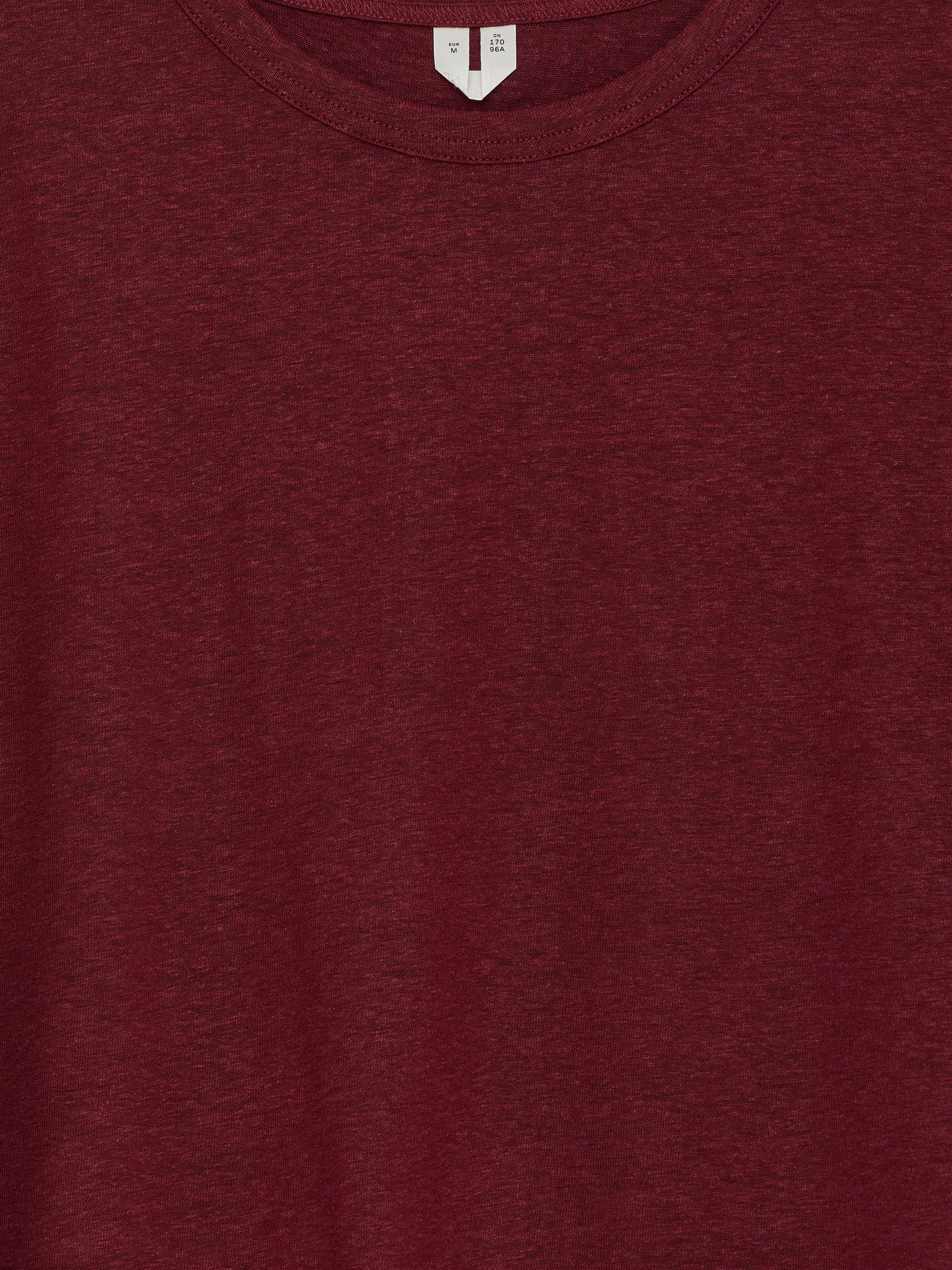 Linen-Blend T-Shirt - Burgundy - Slim fit - Women - StillMedia/DescriptiveDetail - 1