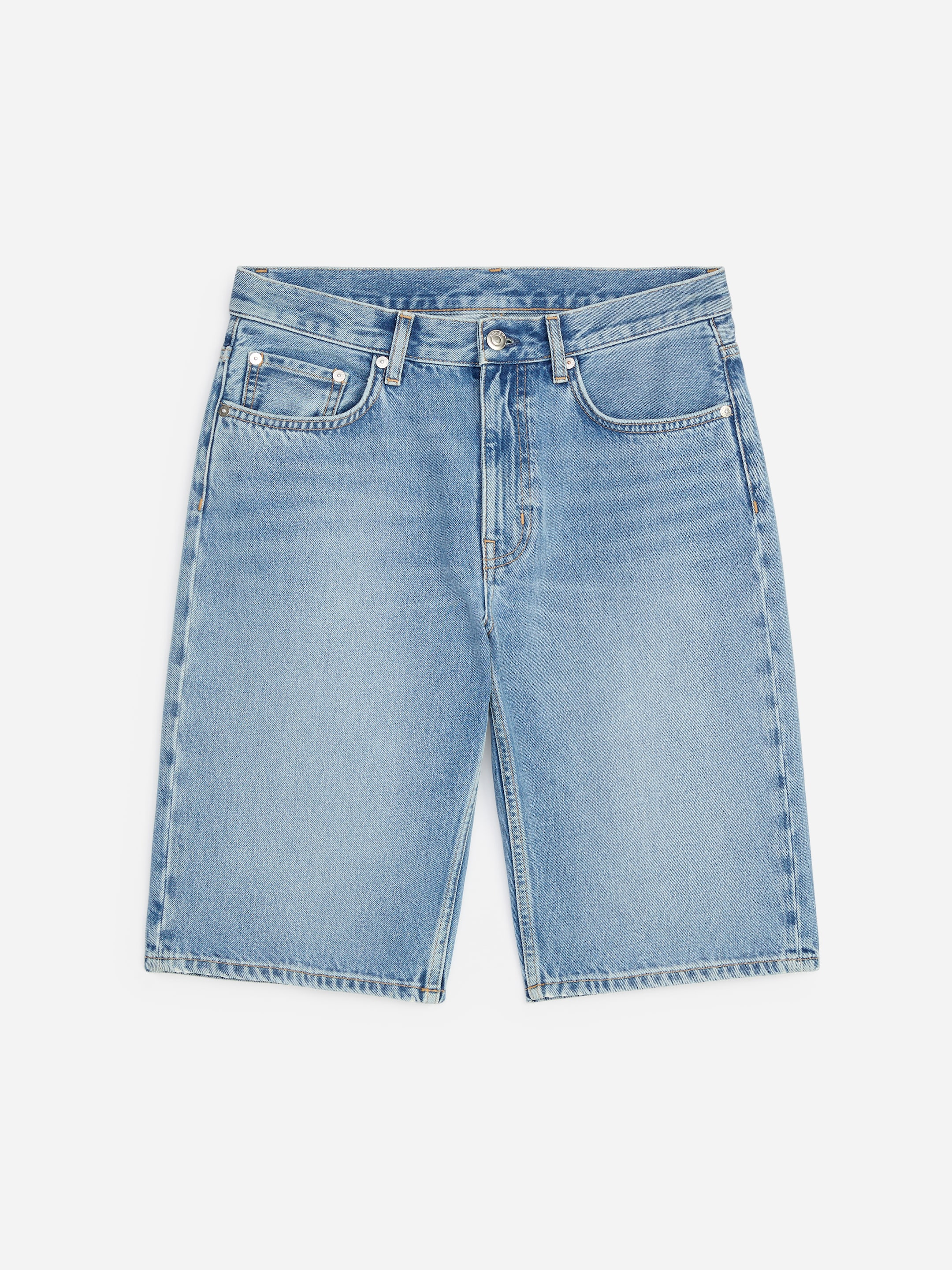 Narrow Denim Shorts-#80AAD8-19857