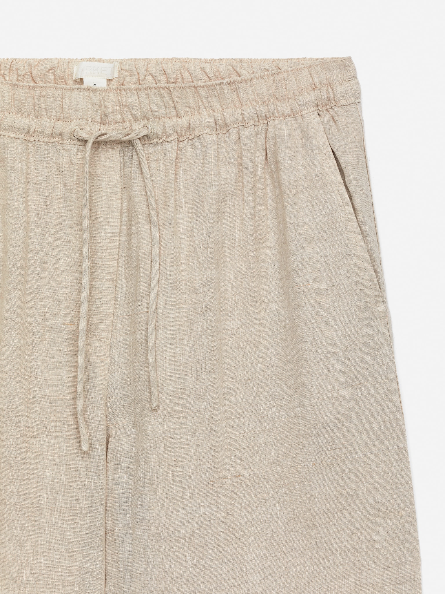 Pantalon raccourci en lin - Beige/Bleu foncé - 4