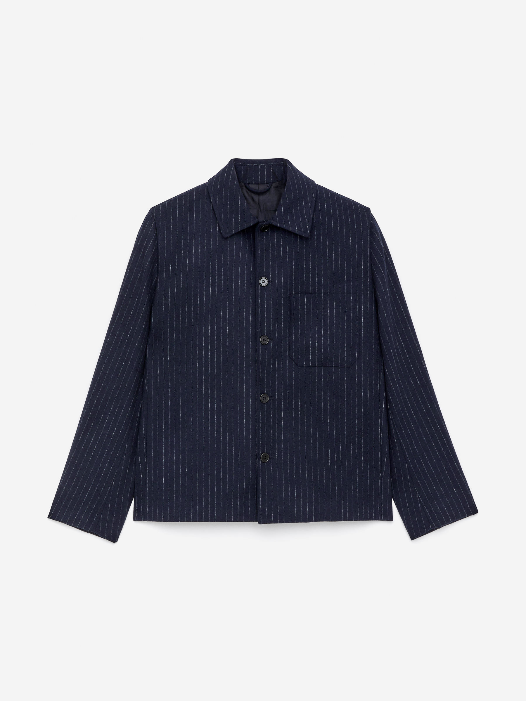 Pinstripe Wool Blend Overshirt-#272930-16961