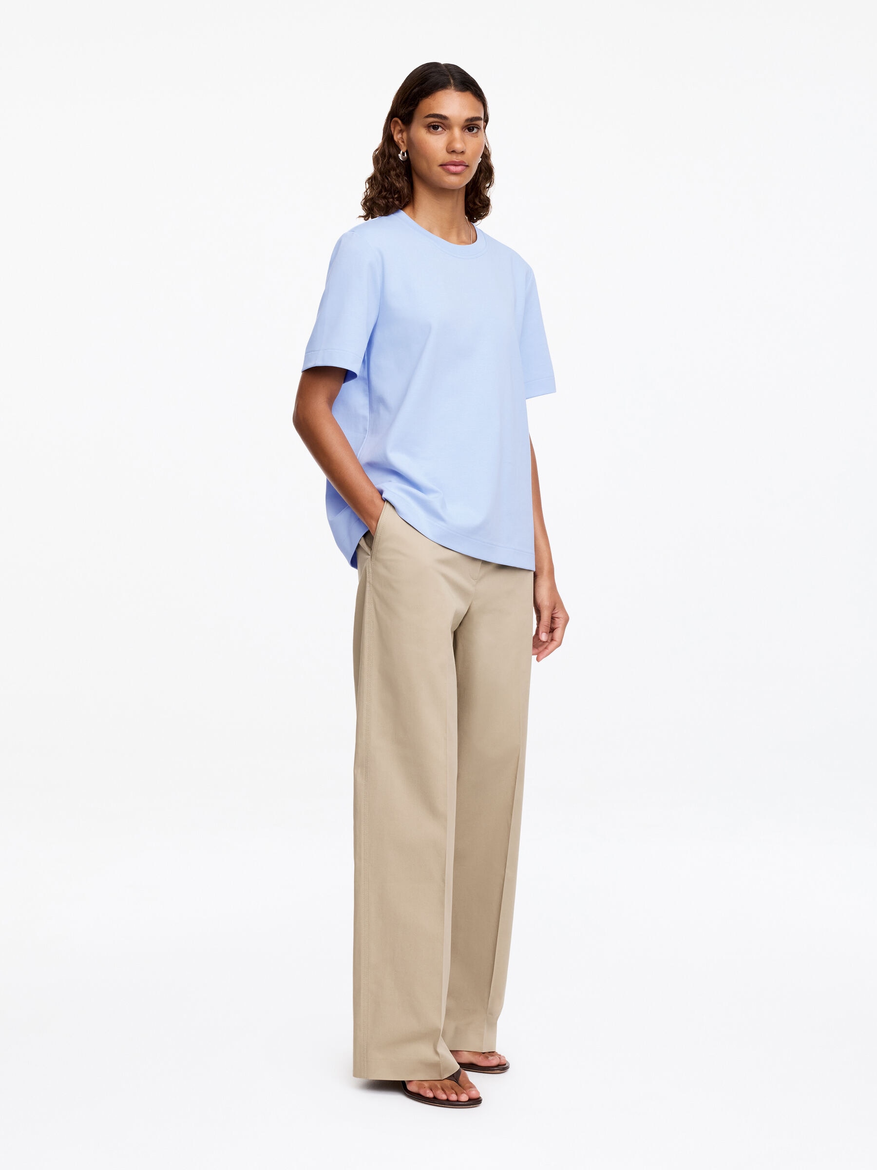 T-shirt signature structuré - Bleu ciel - Regular fit - Femme - StillMedia/Lookbook - 9