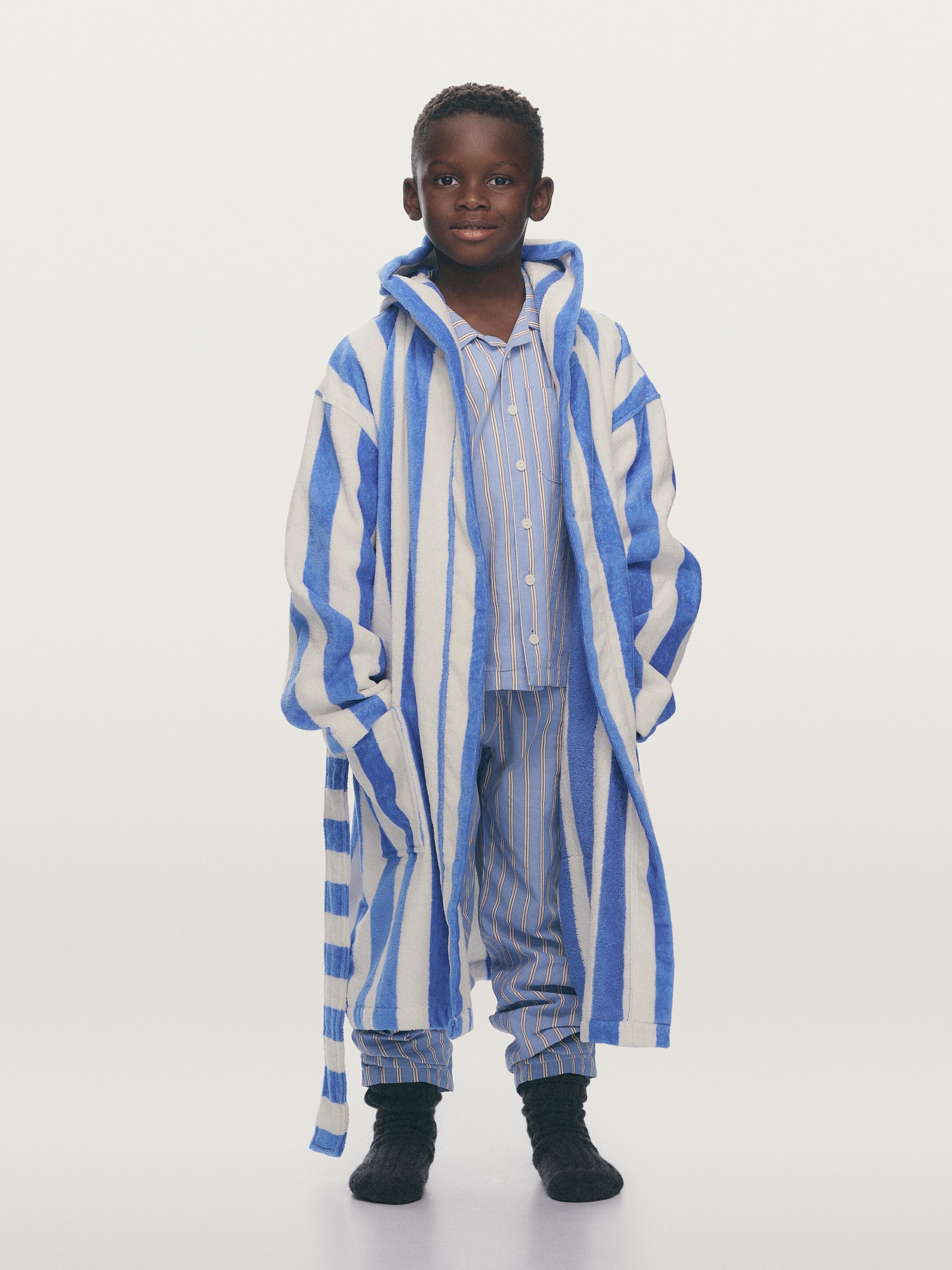 Größeres Bild anzeigen: Bademantel aus Baumwollfrottee - Blau/Weiß - Kids | H&M AT 3