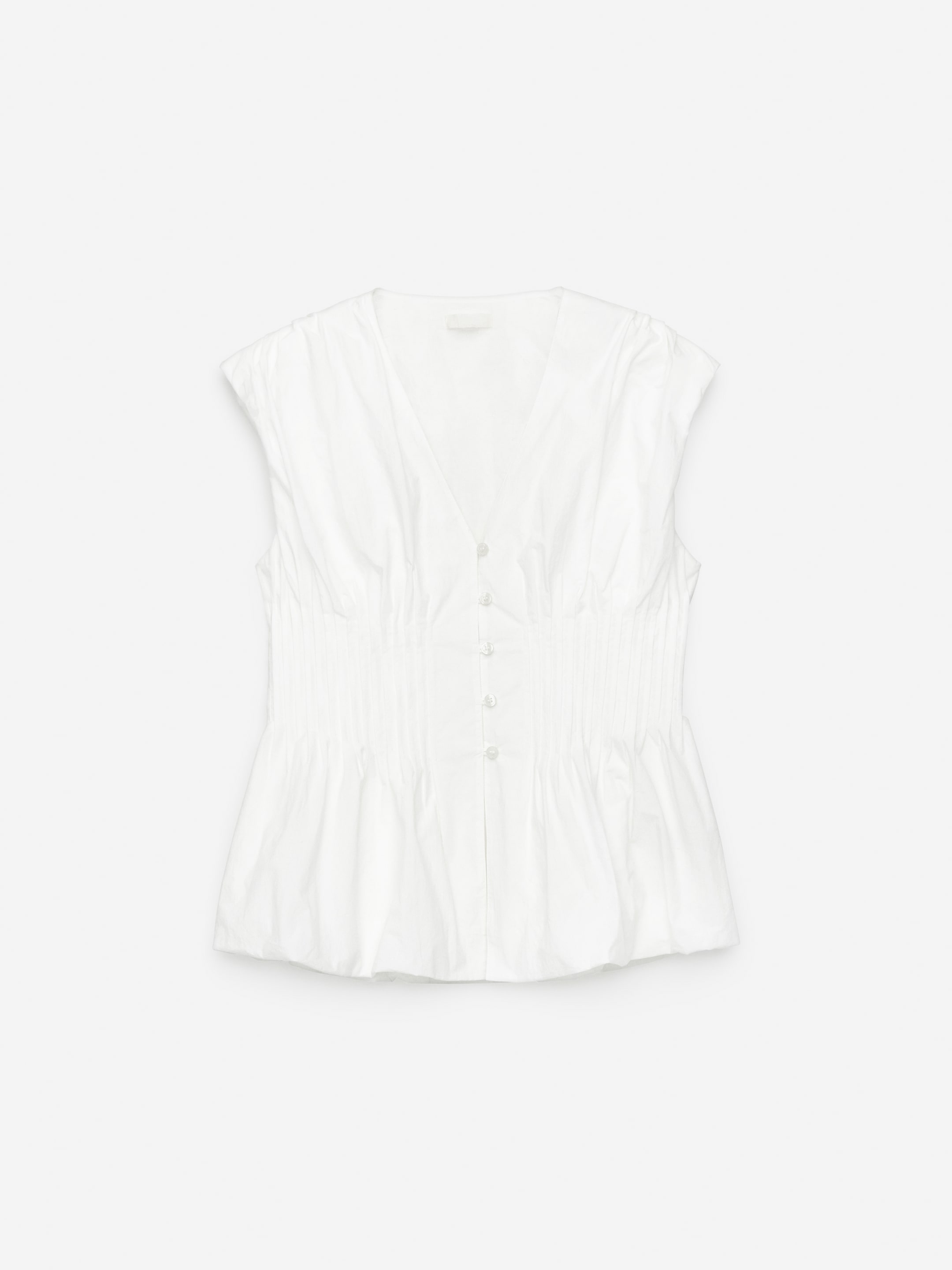 Zobrazit větší obrázek: Top s bublinovým lemem a sklady - White - ŽENY | H&M CZ 1