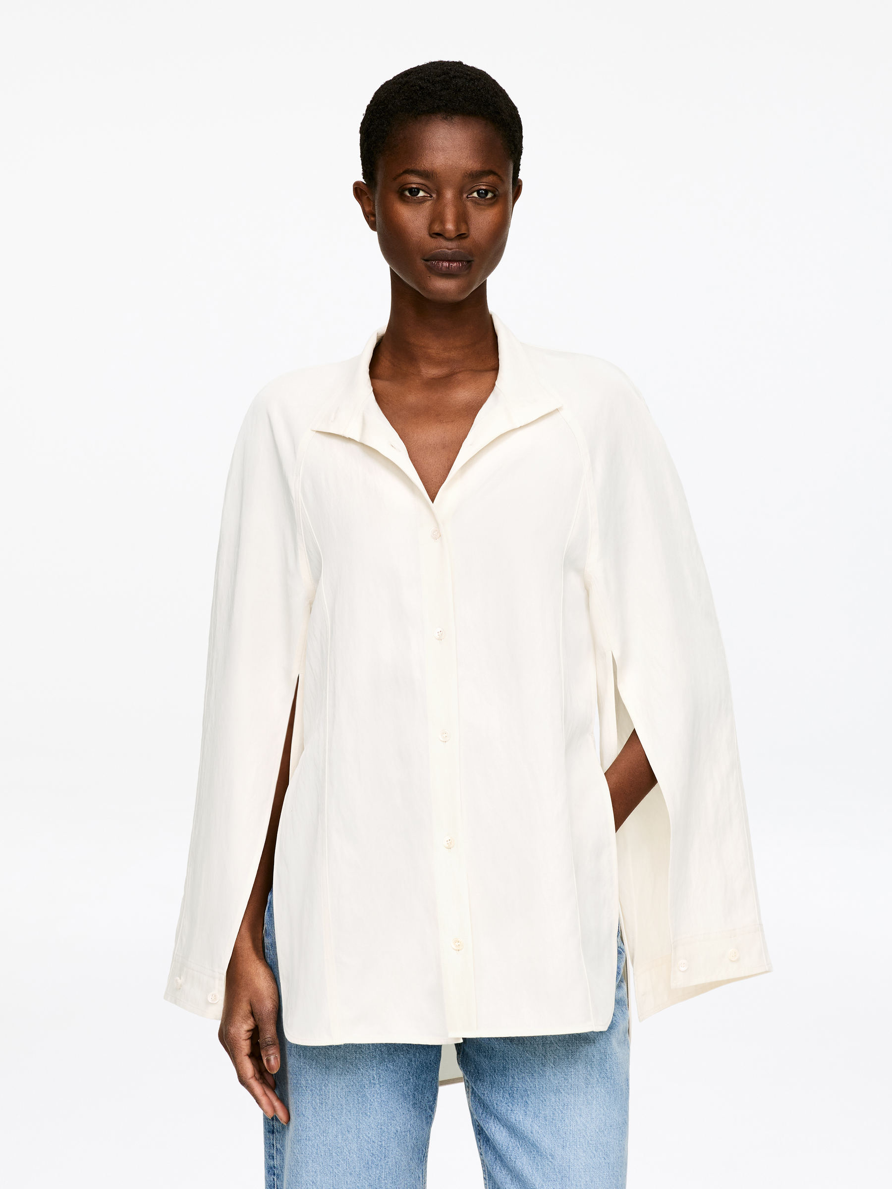 Relaxed Stand-Collar Shirt - White - Relaxed fit - Women - StillMedia/Lookbook - 7