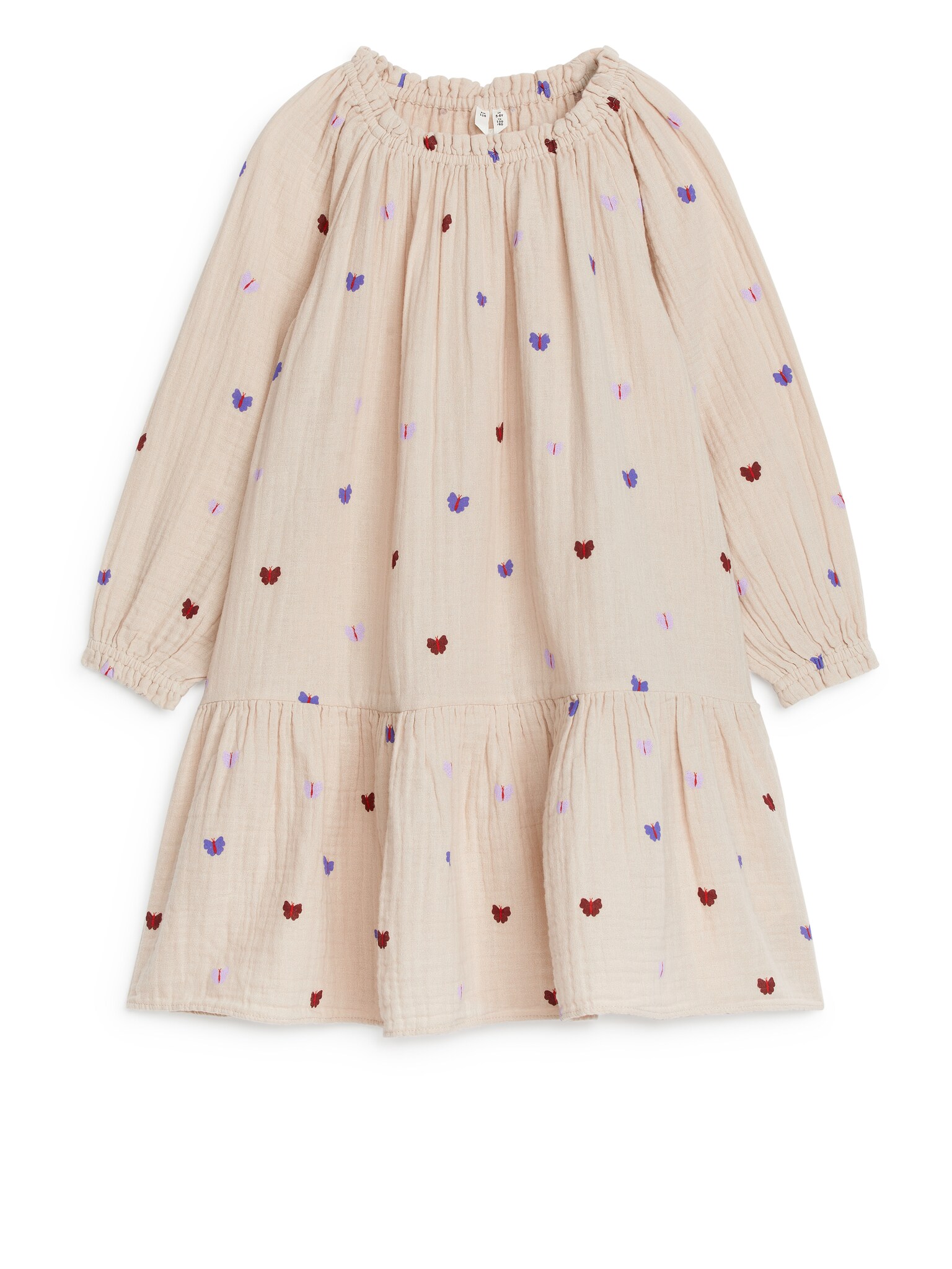 Abito in mussola - Beige/Farfalle/Blu/Giallo/Motivo floreale