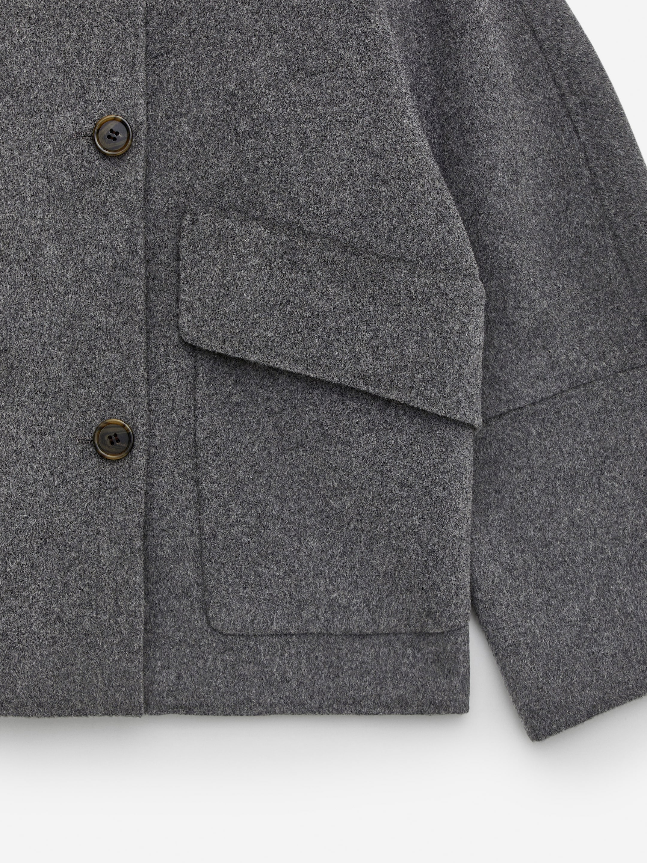 View larger image: Doublé Wool-Blend Jacket - Grey Melange - Ladies | H&M GB 2