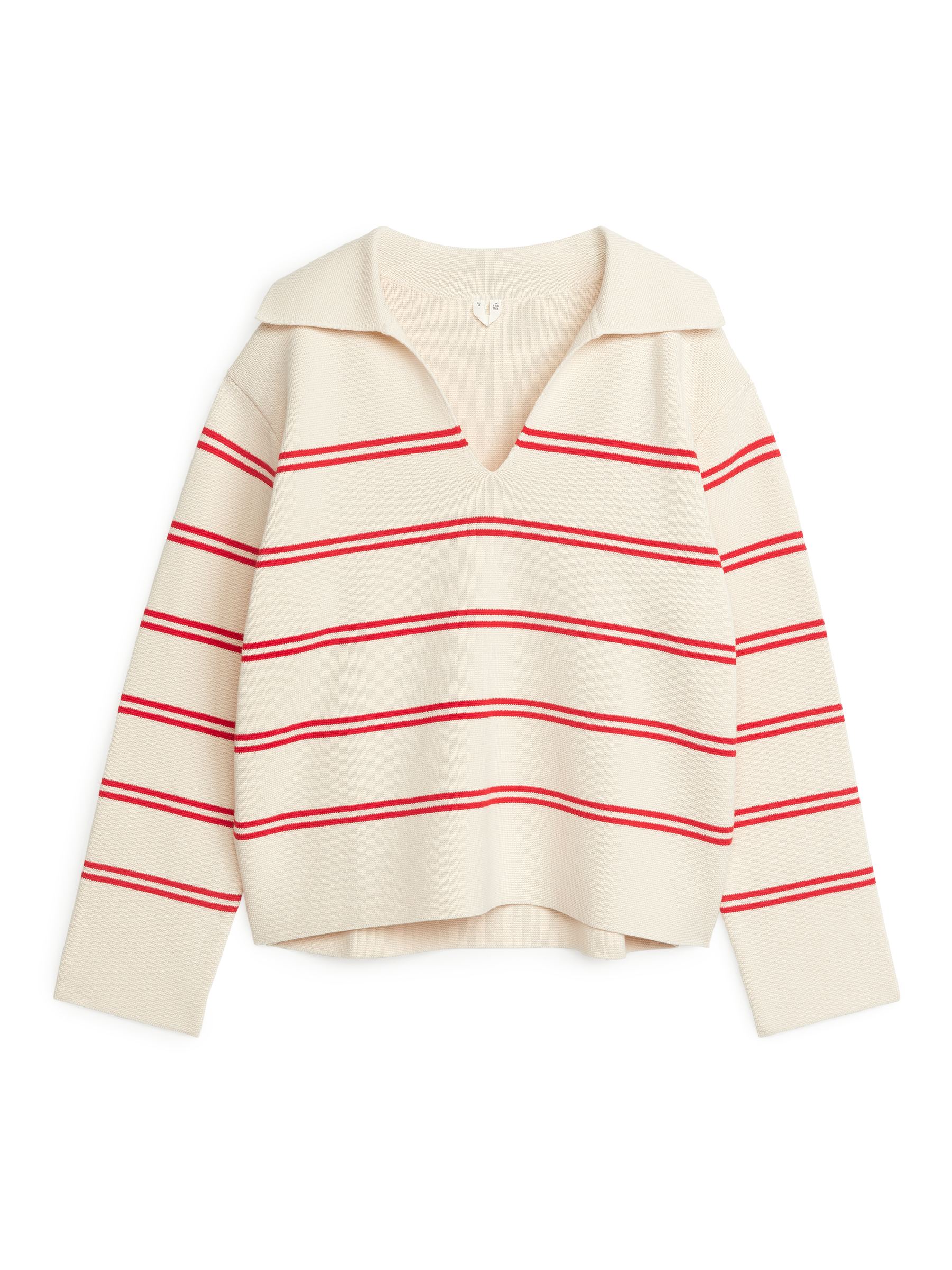 Cotton Jumper - White/Red - Regular fit - Women - StillMedia/DescriptiveStillLife - 1