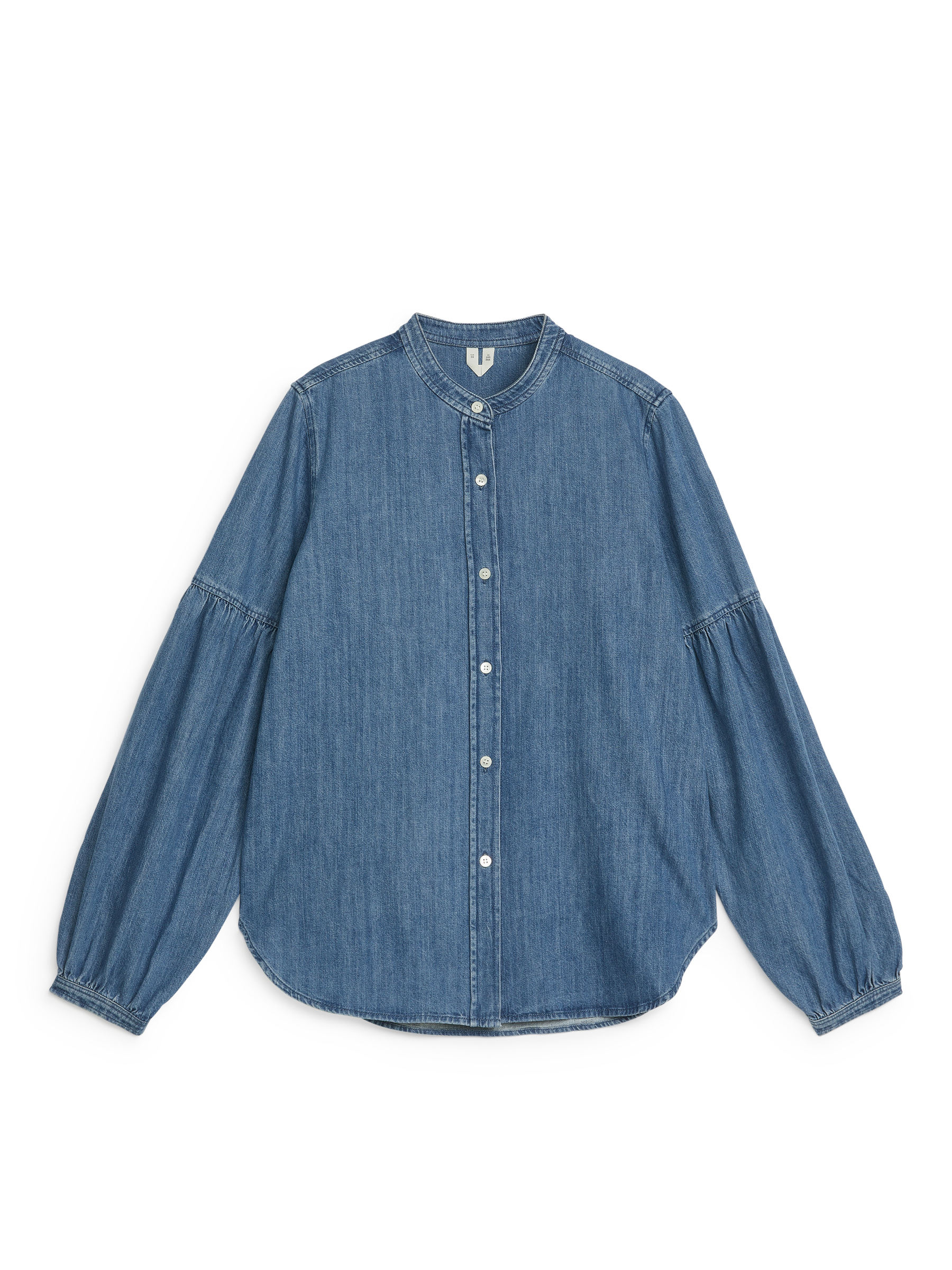 Puff-Sleeve Denim Blouse - Blue - Regular fit - Women - StillMedia/DescriptiveStillLife - 1