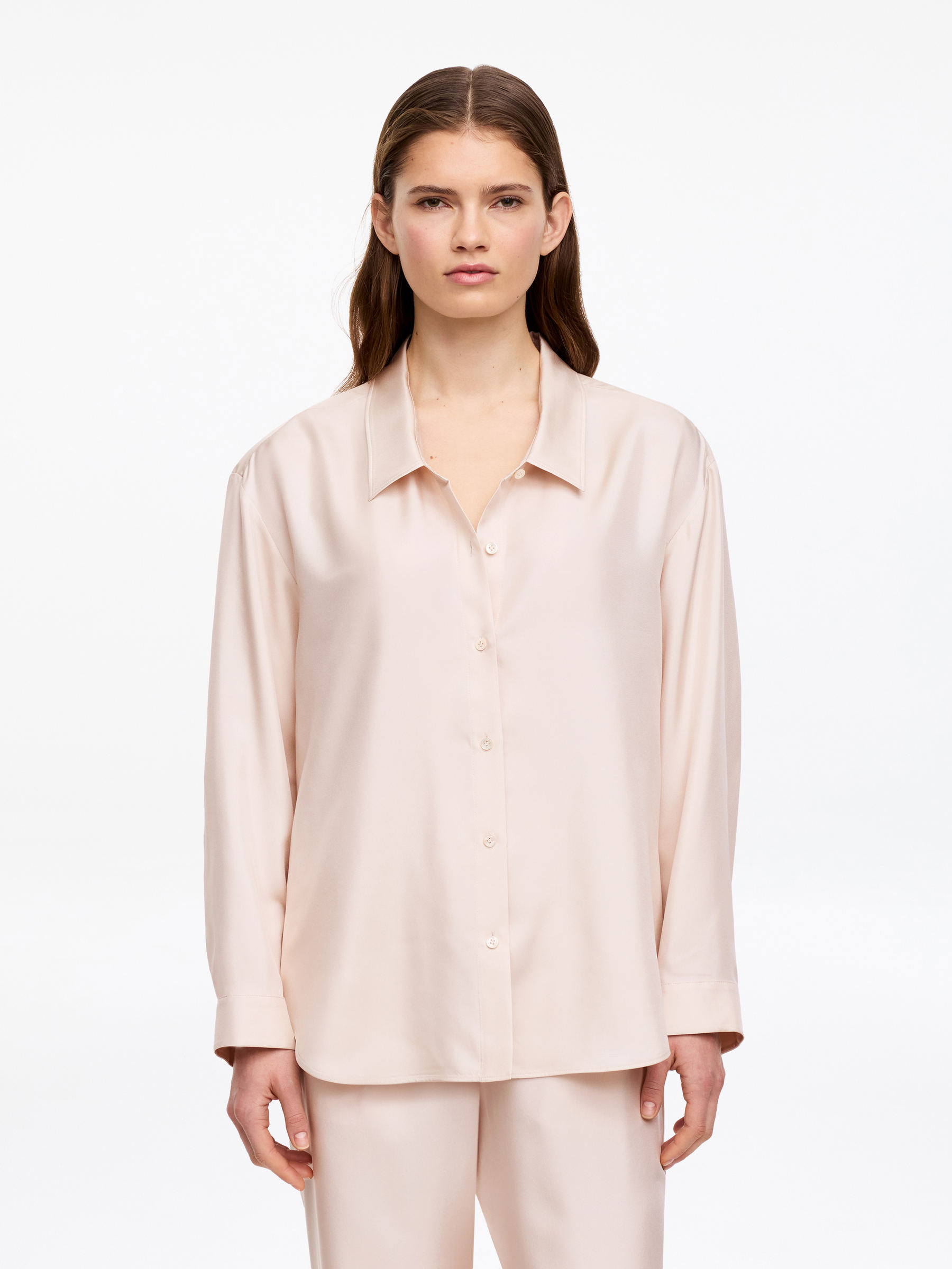 Koszula z jedwabnego diagonalu-#D8CFC8-18319