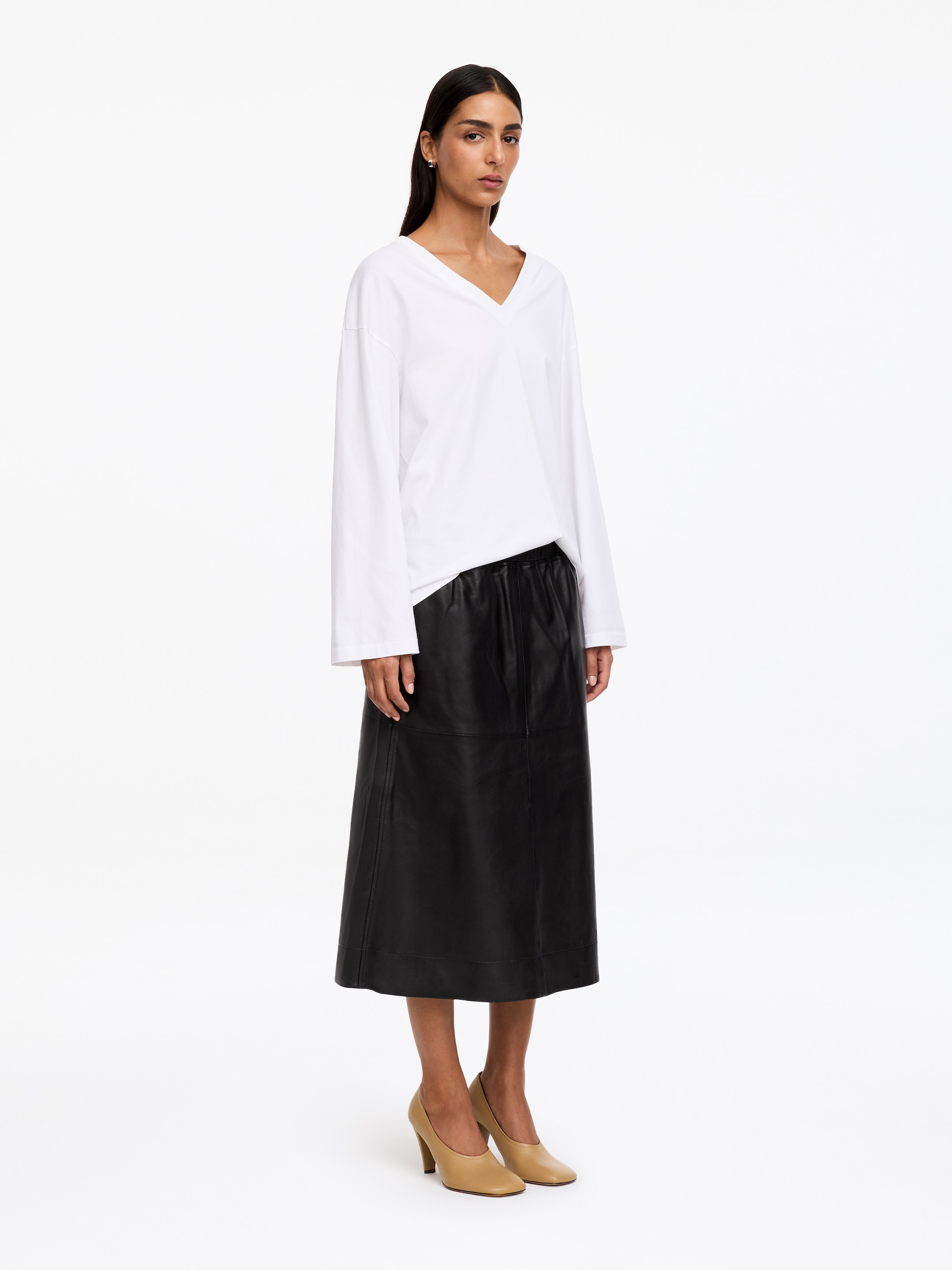 Jupe en cuir à enfiler - Noir - Regular fit - women - StillMedia/Lookbook - 2