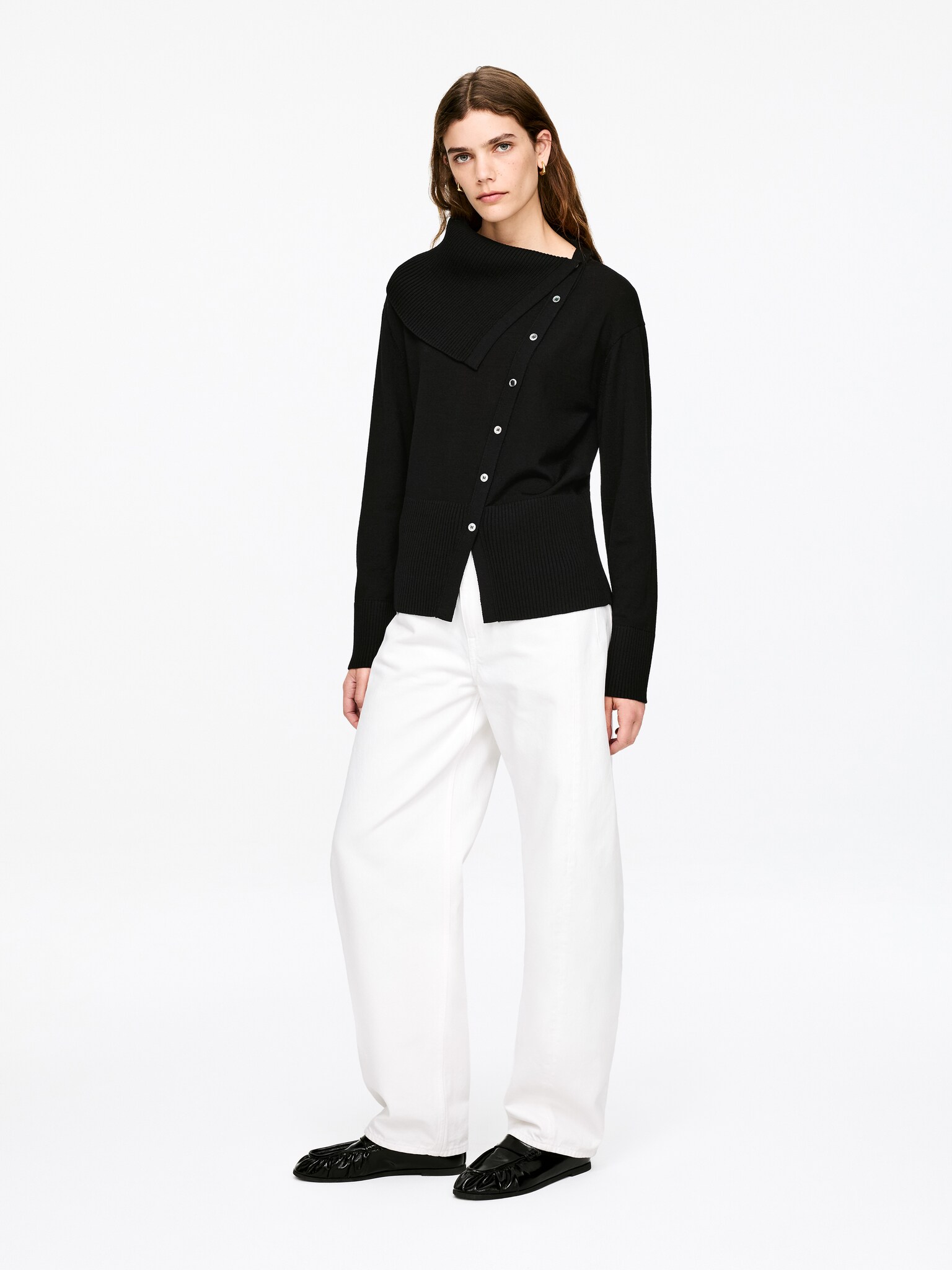 Twisted Wool Cardigan - Black - 6