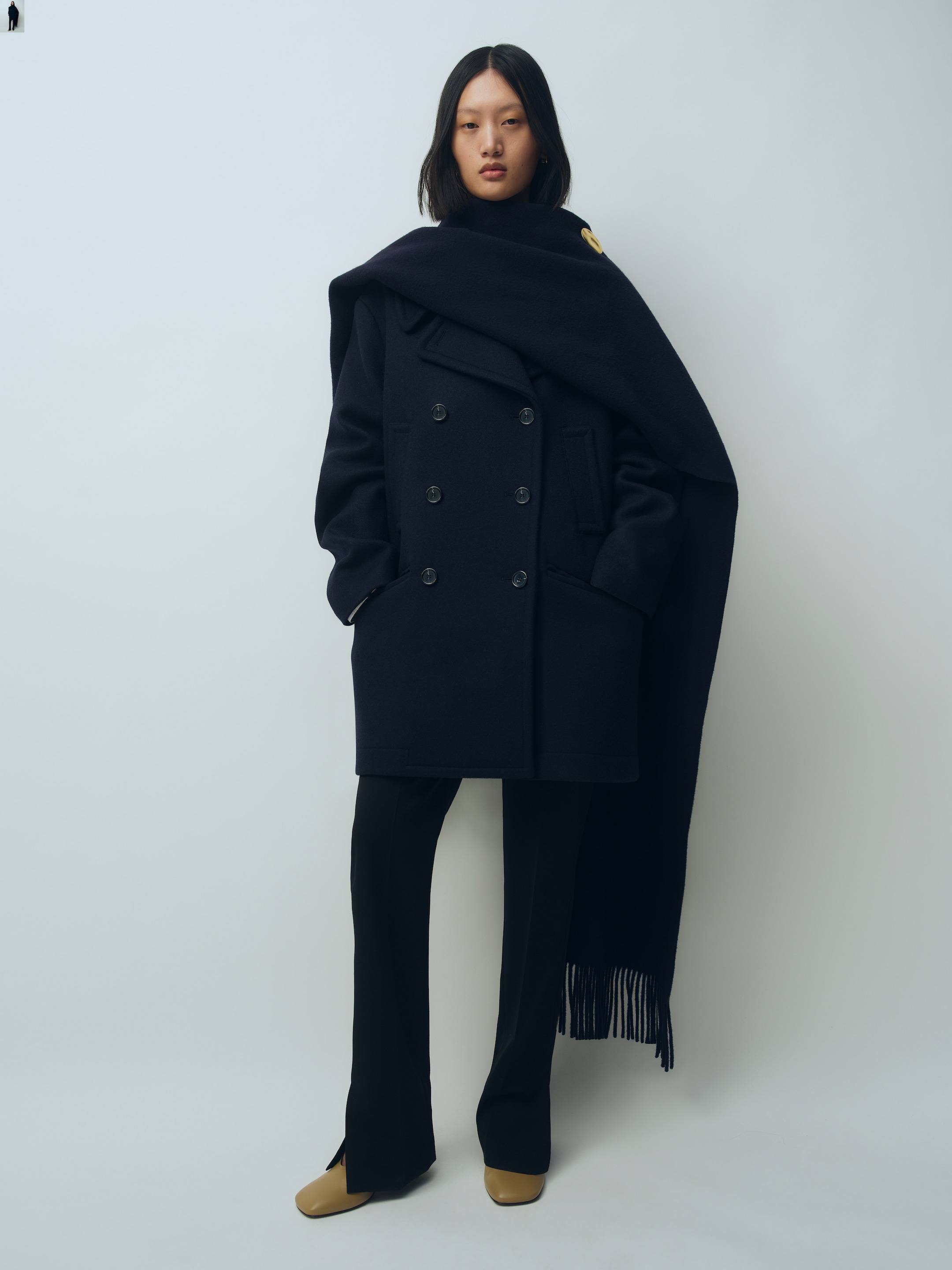 Wool-Blend Pea Coat - Dark Blue - Loose fit - women - StillMedia/Environmental - 1