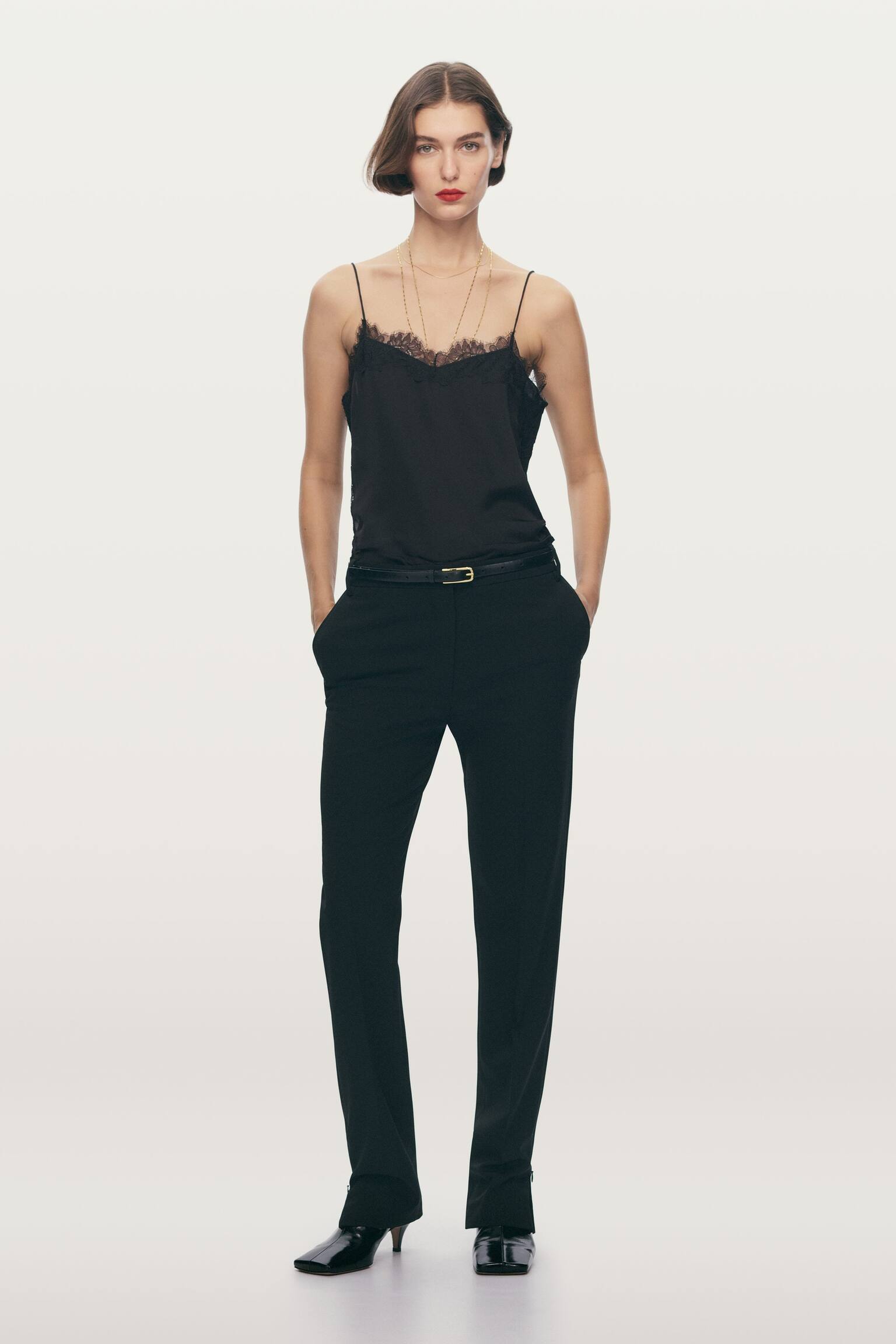 Smal skräddad byxa - Svart - 10