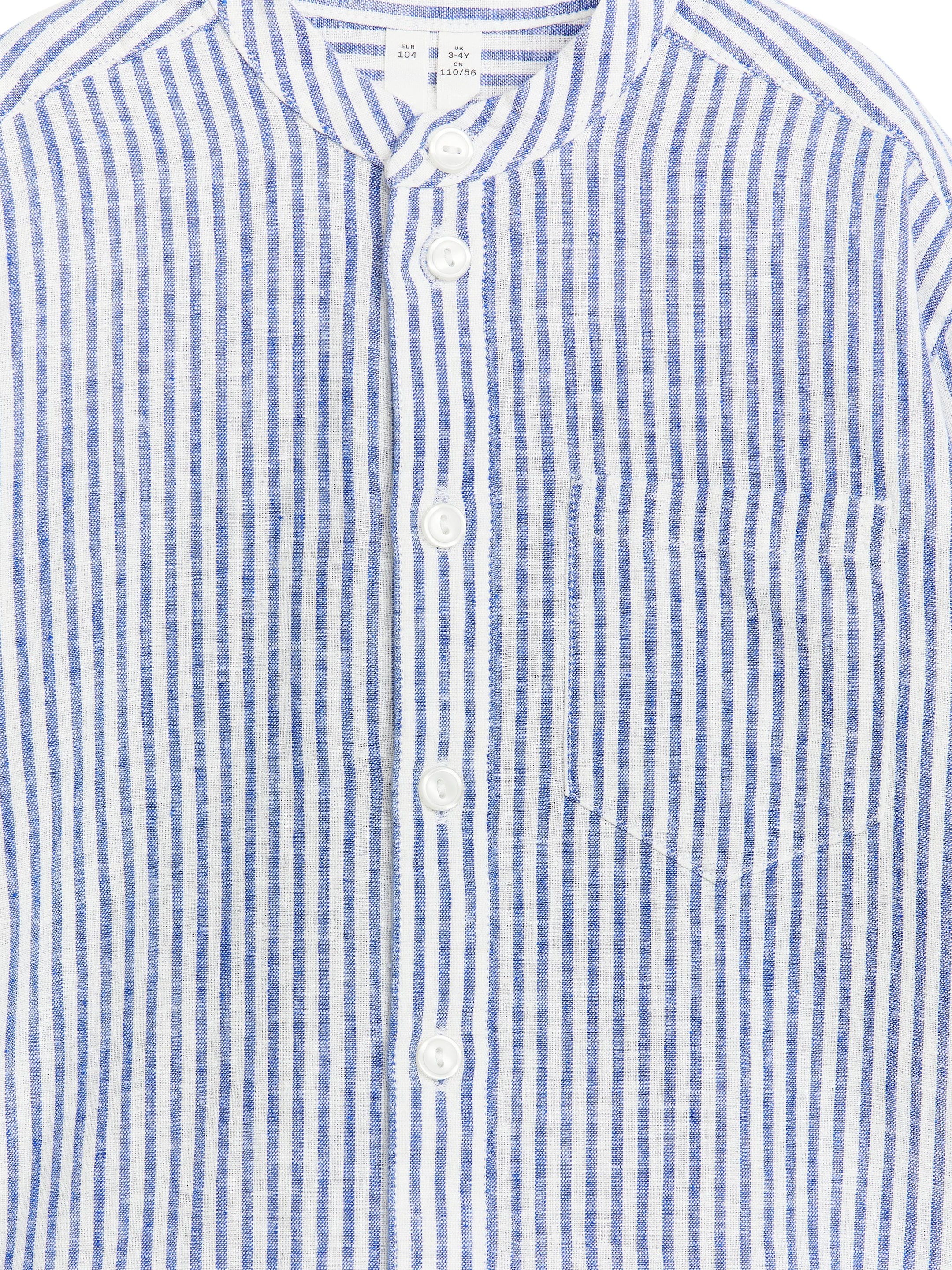 Grösseres Bild ansehen: Henley-Leinenhemd - Blau/Gestreift - KINDER | H&M CH 3