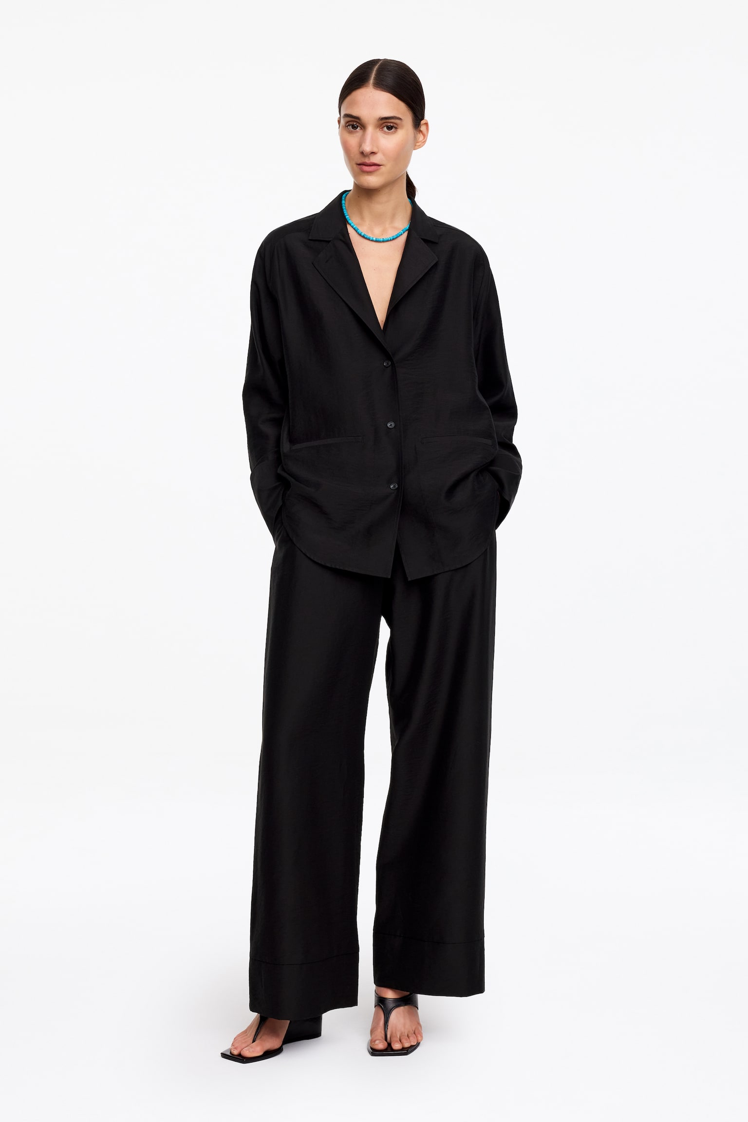 Тейлърд риза-блейзър - Черен - 1