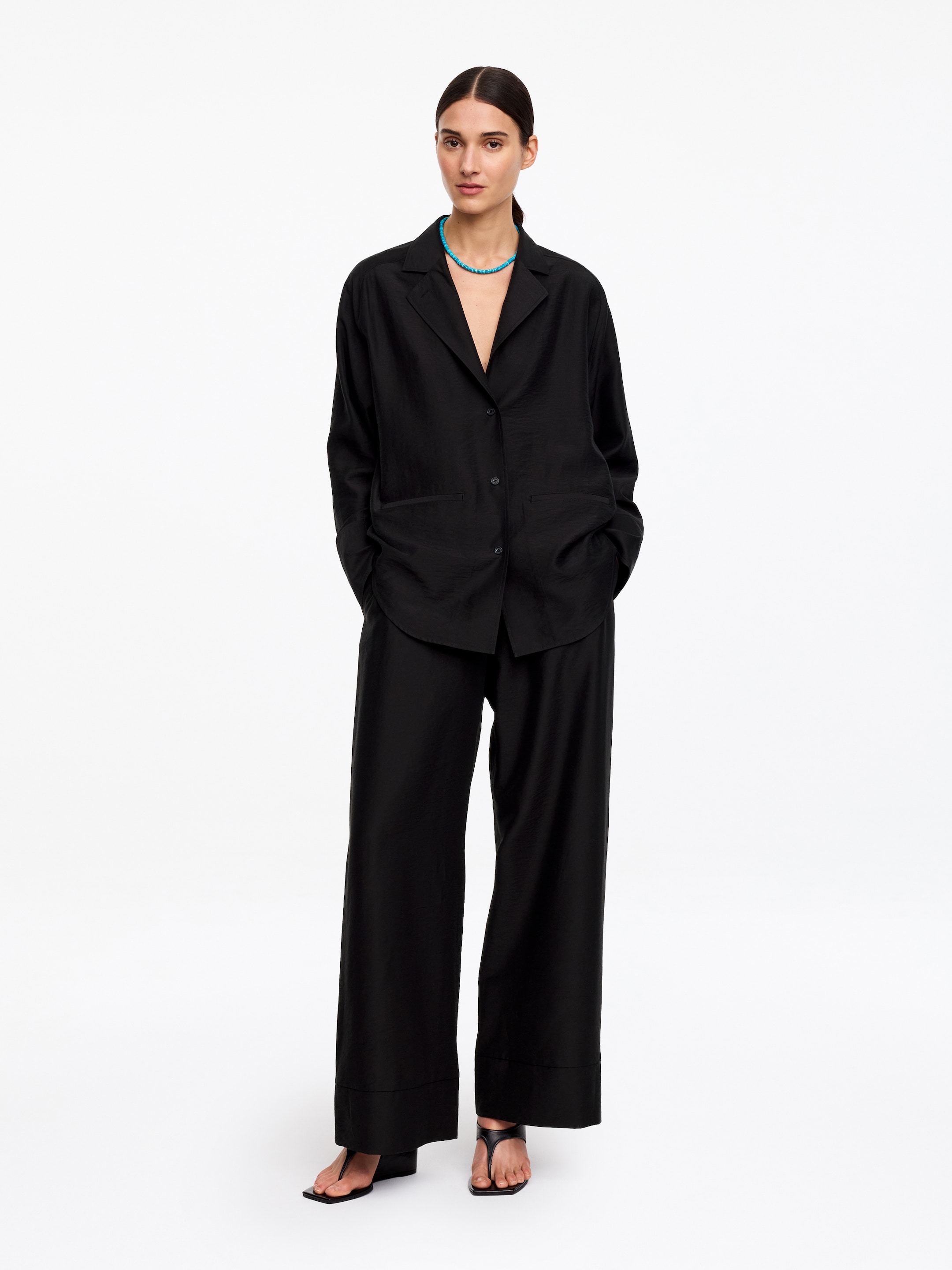 Tailored Shirt Blazer-#1b1b1a-19229