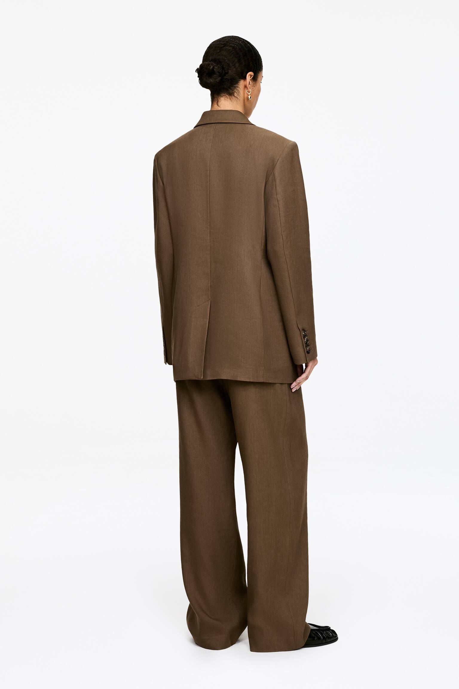 Sacou cu două rânduri de nasturi - Bej închis - 5