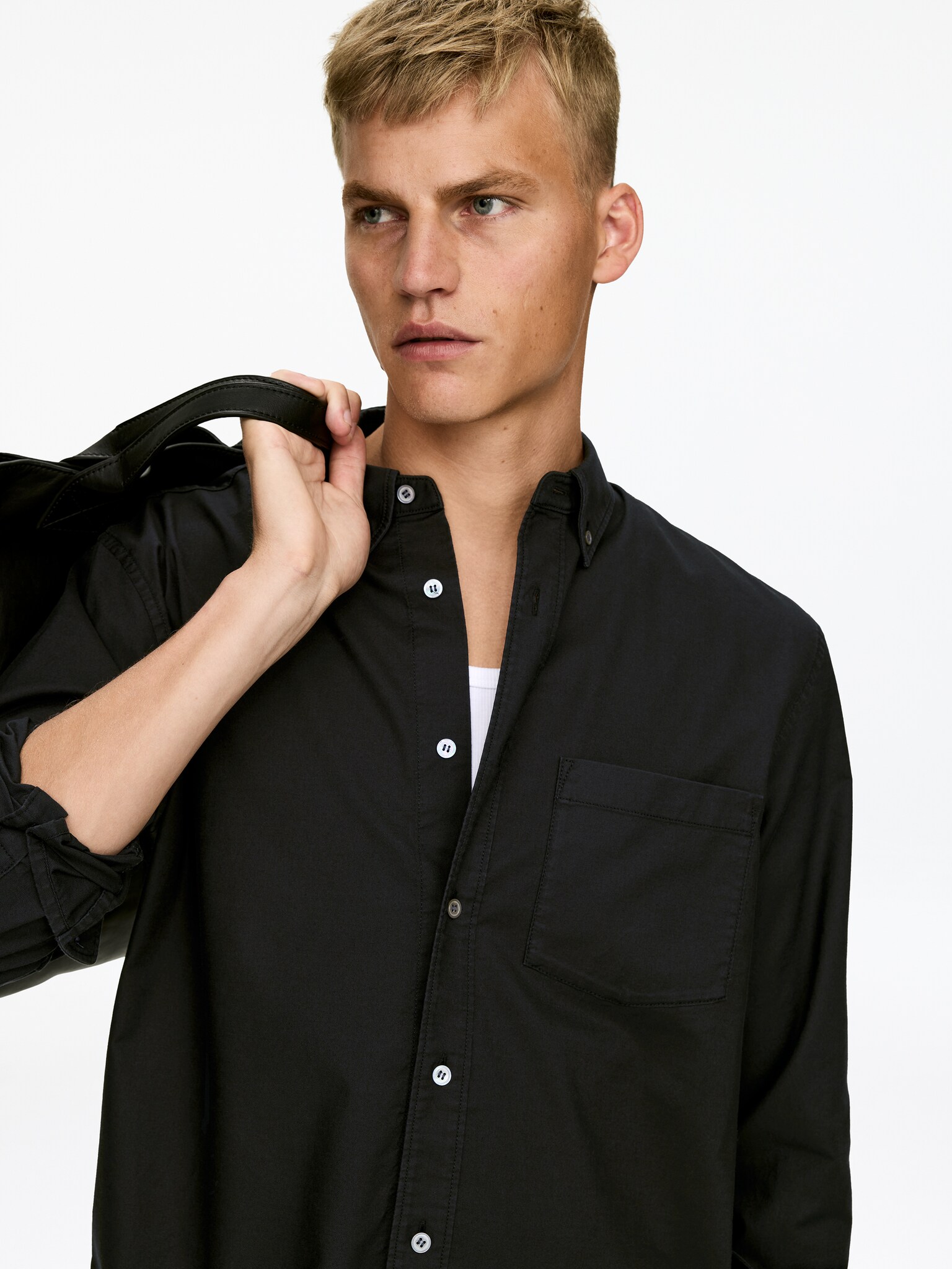 Chemise Oxford décontractée - Noir/Bleu ciel/Menthe poudrée - 4