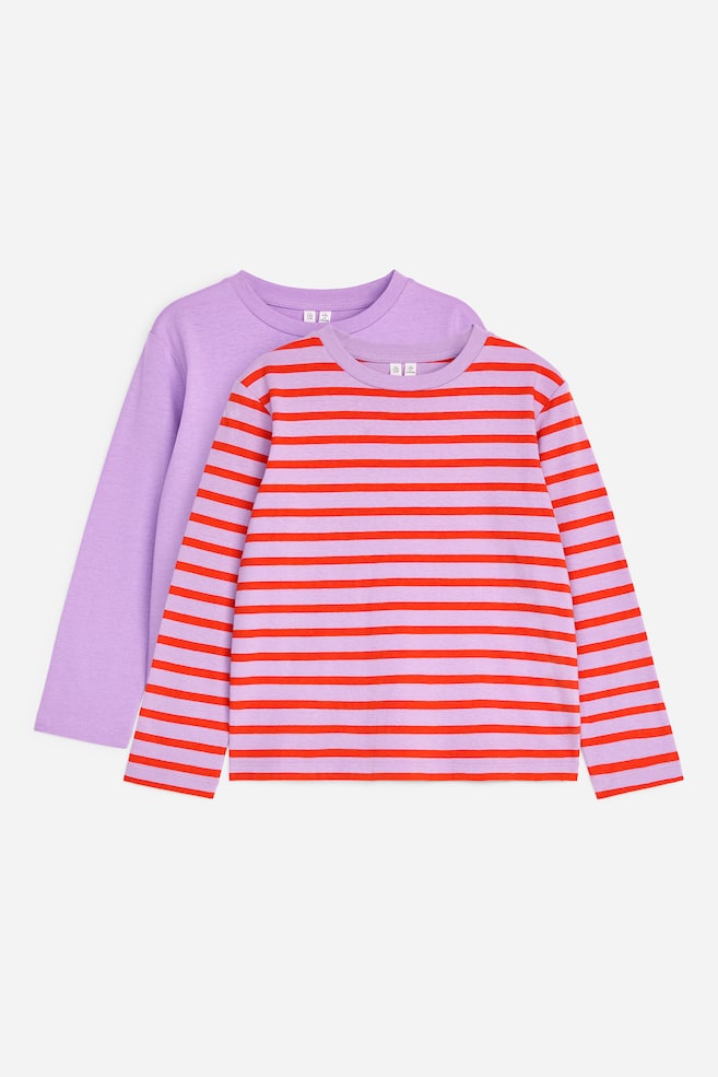 Set da 2 T-shirt a maniche lunghe - Lilla/Rosso/Verde/Blu/Rosa/Bordeaux - 1