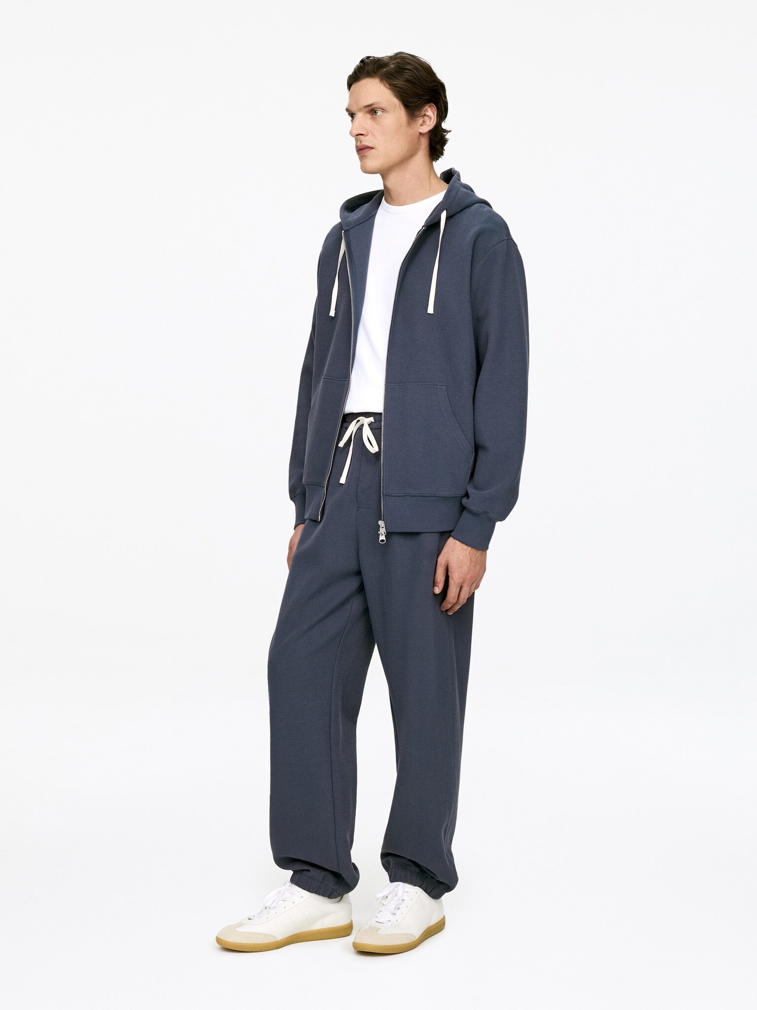 Pantalon de survêtement texturé - Bleu foncé/Gris chiné - 3