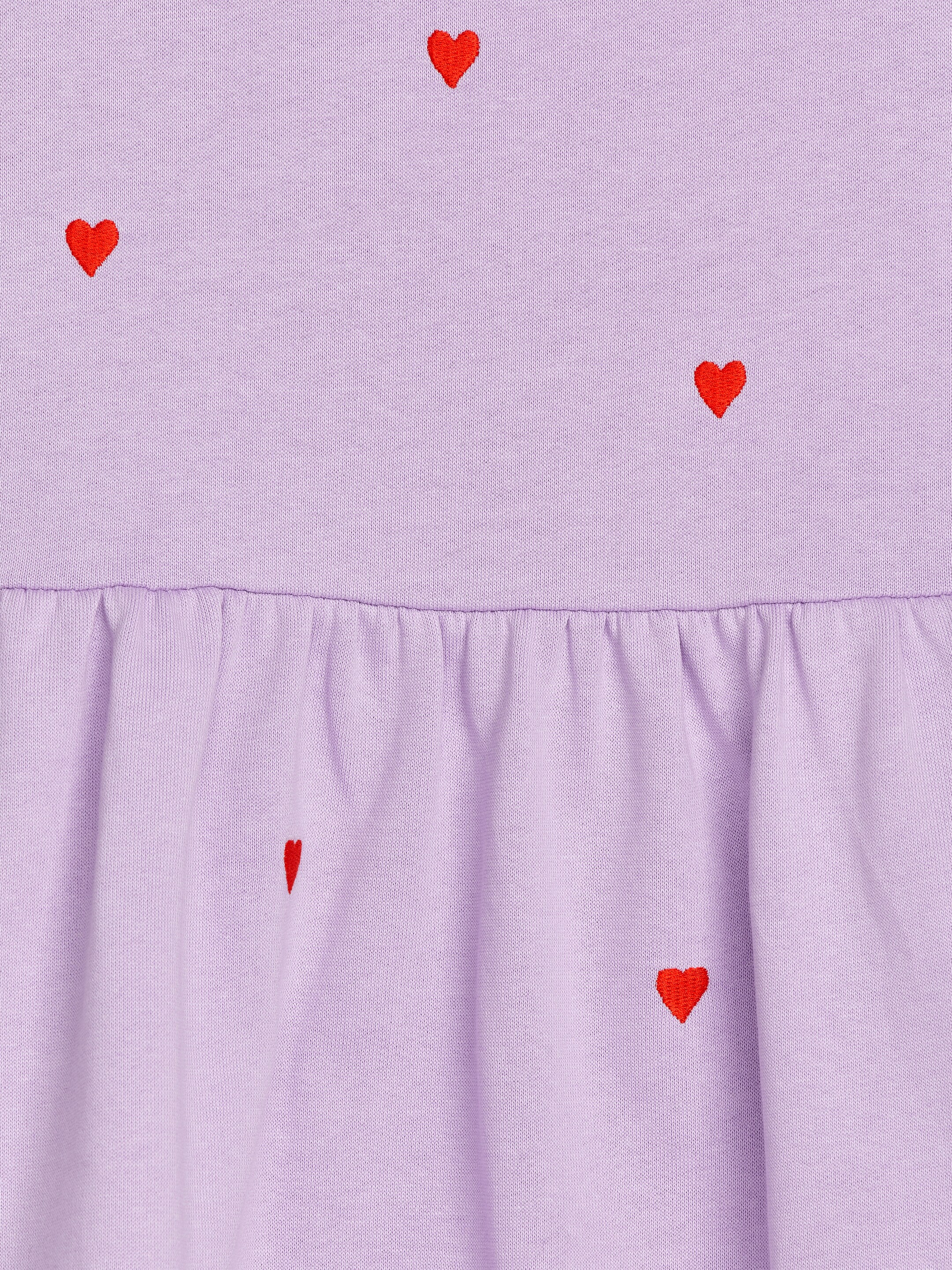 Grösseres Bild ansehen: Sweatshirtkleid mit Stickerei - Flieder/Herzen in Rot - KINDER | H&M CH 3