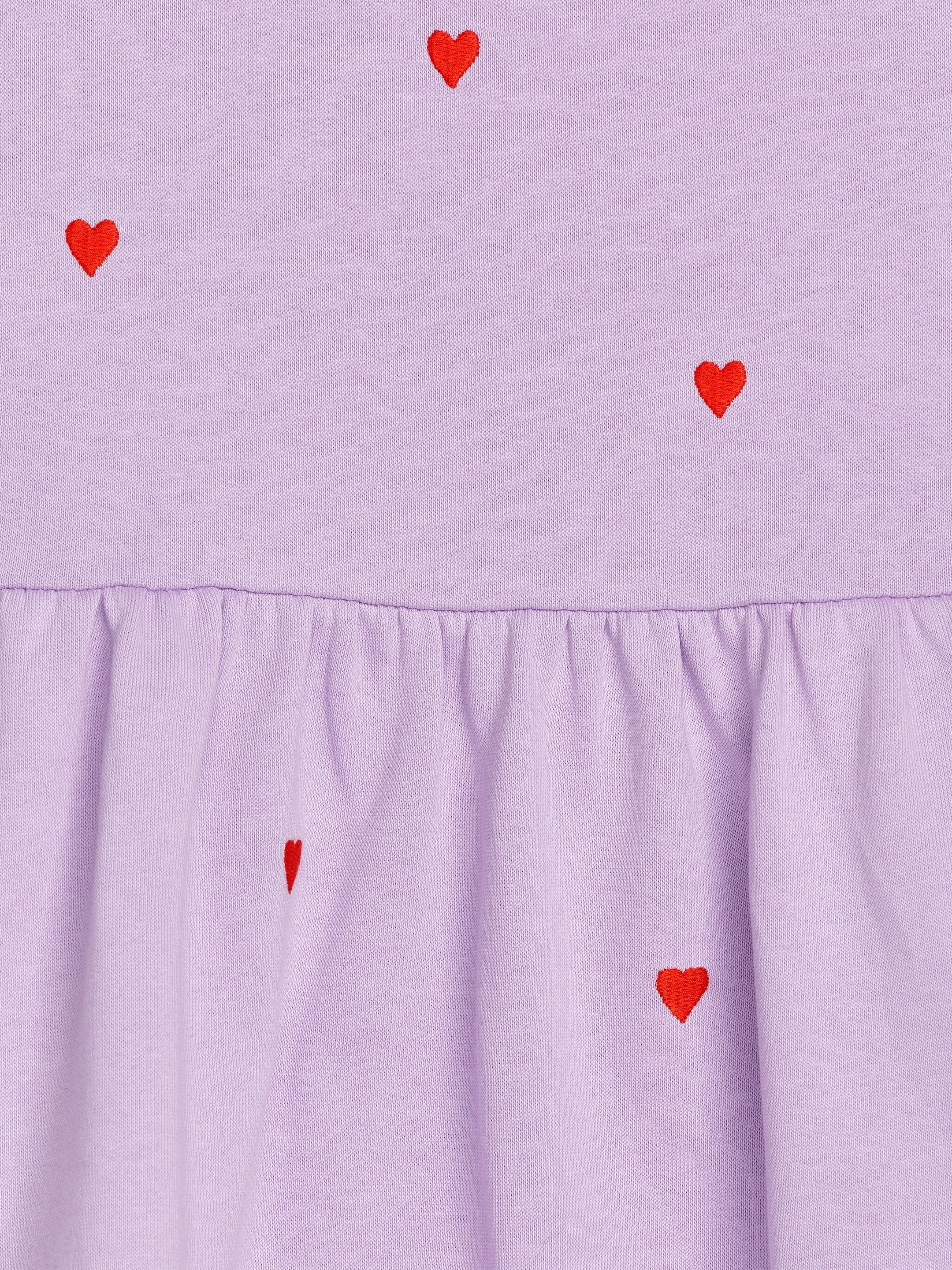 Vestido tipo sudadera con bordados - Lila/corazones rojos - Oversized - Children - StillMedia/DescriptiveDetail - 1