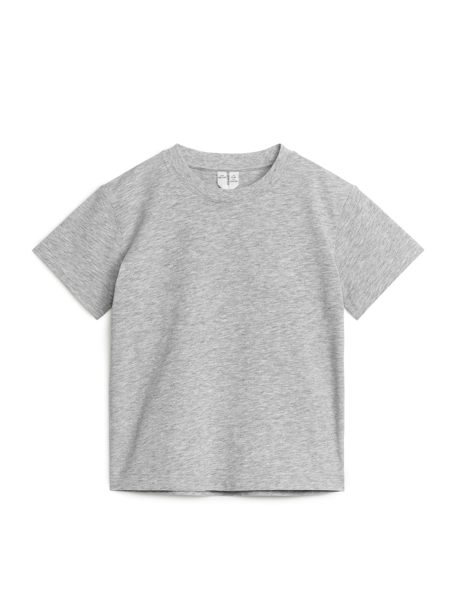 T-shirt med rund hals - Gråmeleret/Hvid