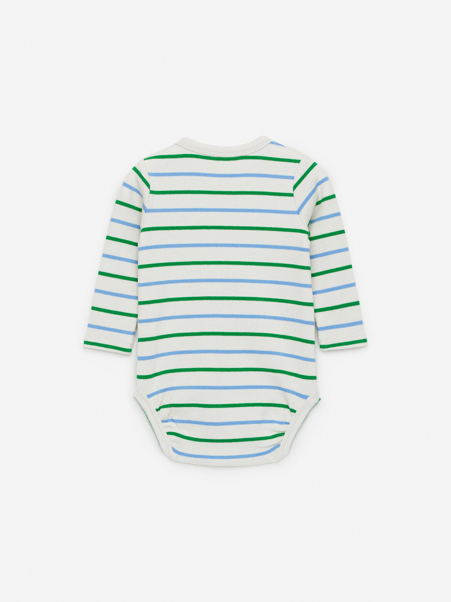 Gerippter Langarmbody - Streifen in Blau/Grün/Beige/Schwarz/Dunkelgrün - 2
