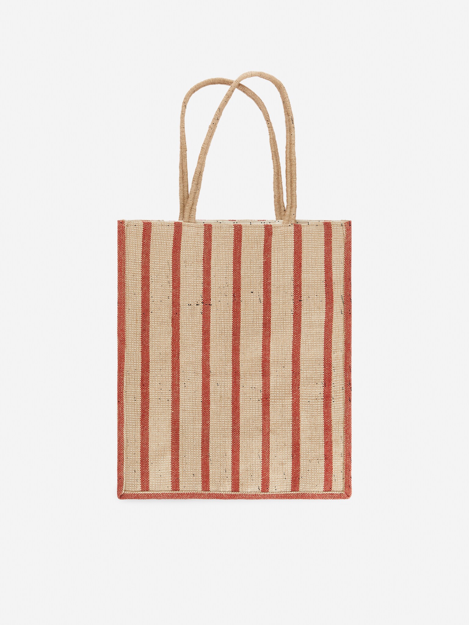 Väska i jute - Röd/beige - 2