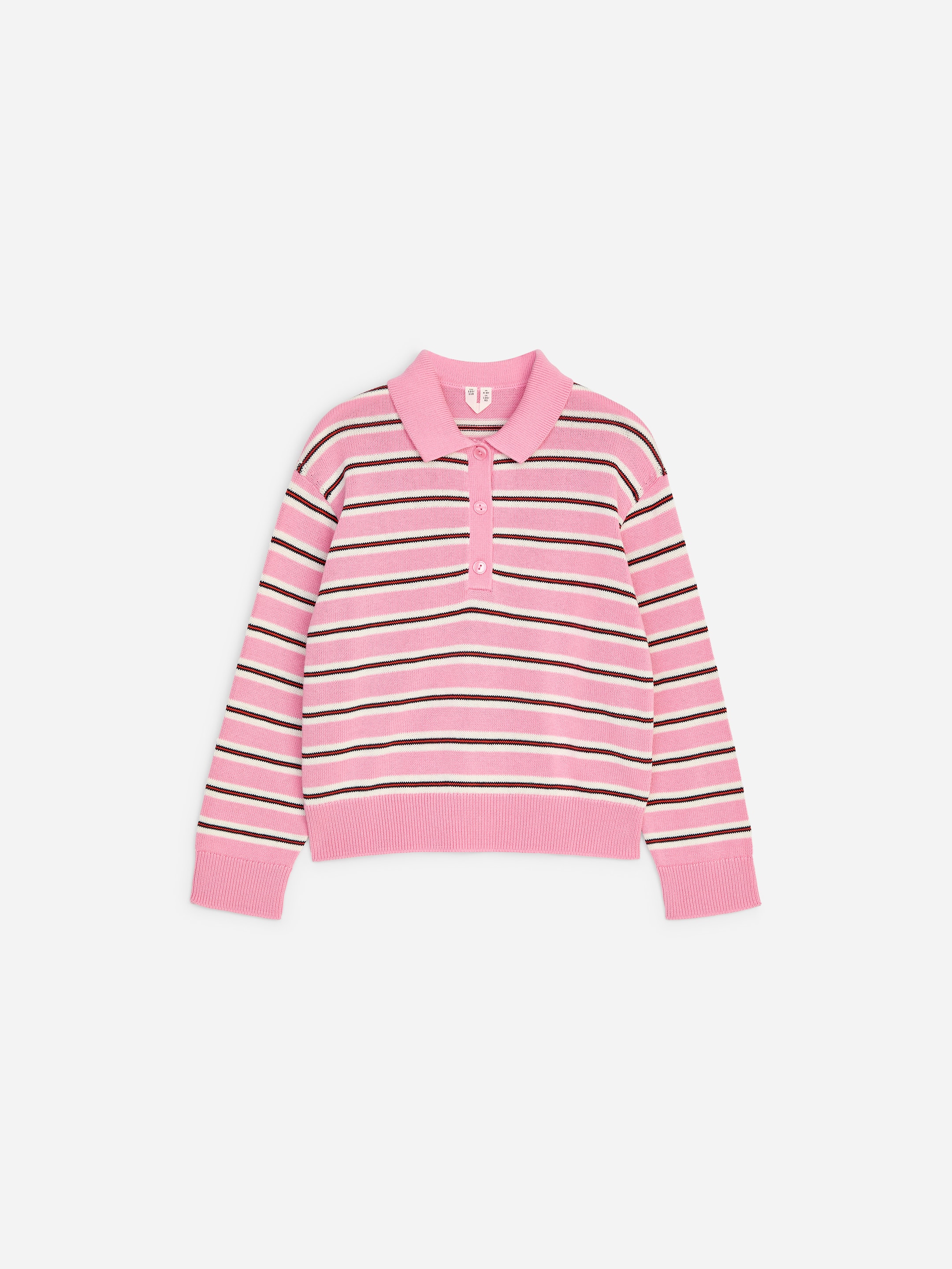 Striped Polo Jumper-Pink-20312